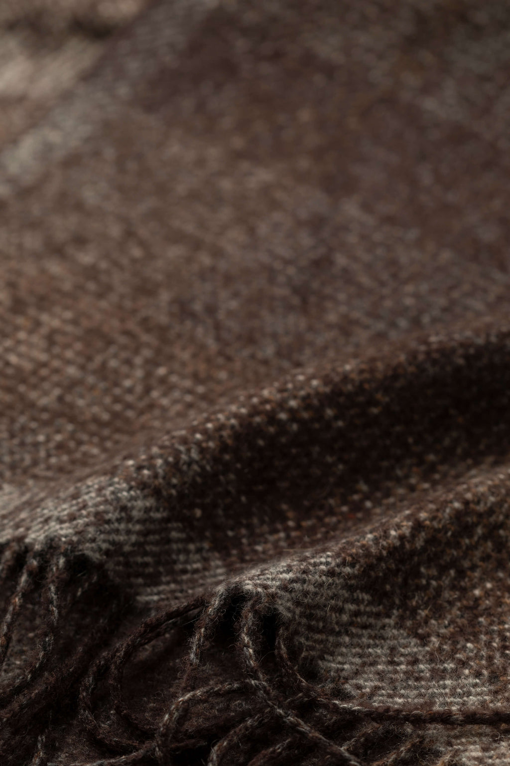 Johnstons of Elgin - Cashmere Silk Blurred Check Dark Brown Scarf