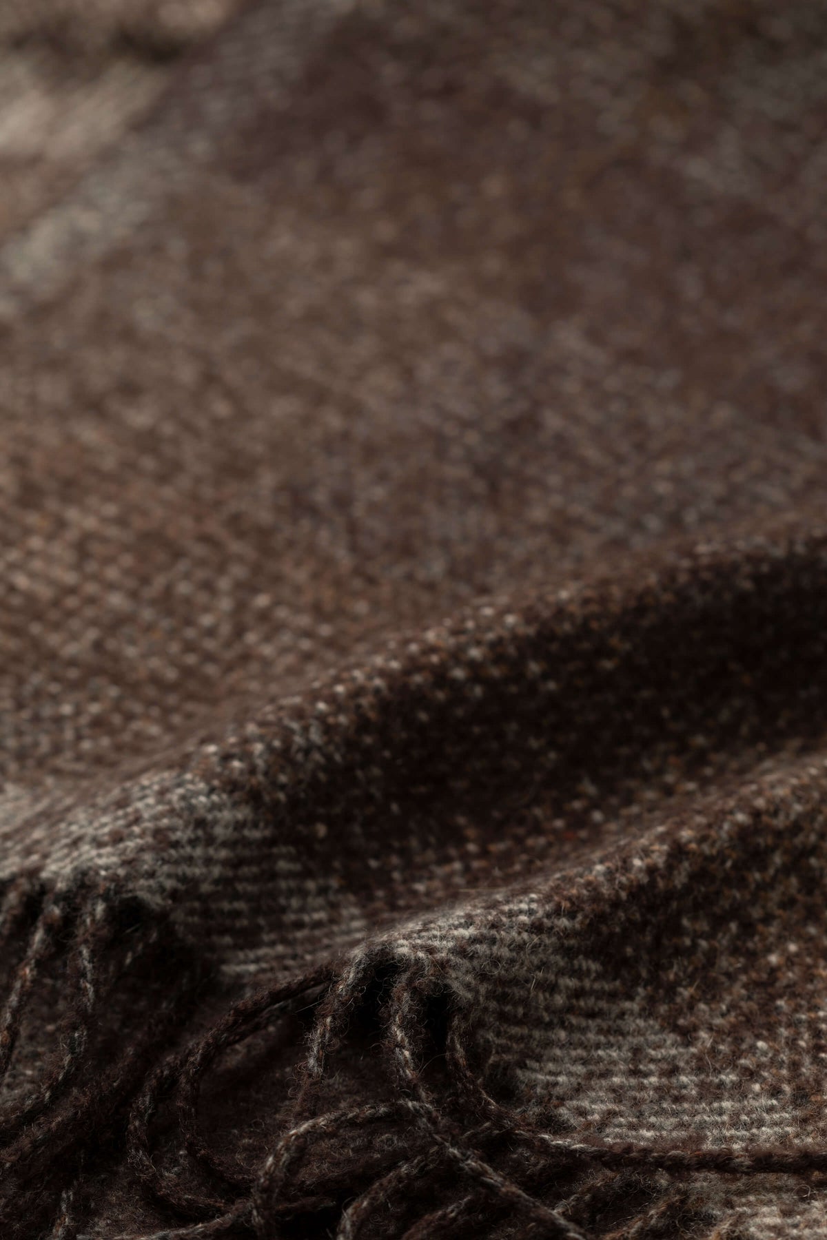 Johnstons of Elgin - Cashmere Silk Blurred Check Dark Brown Scarf