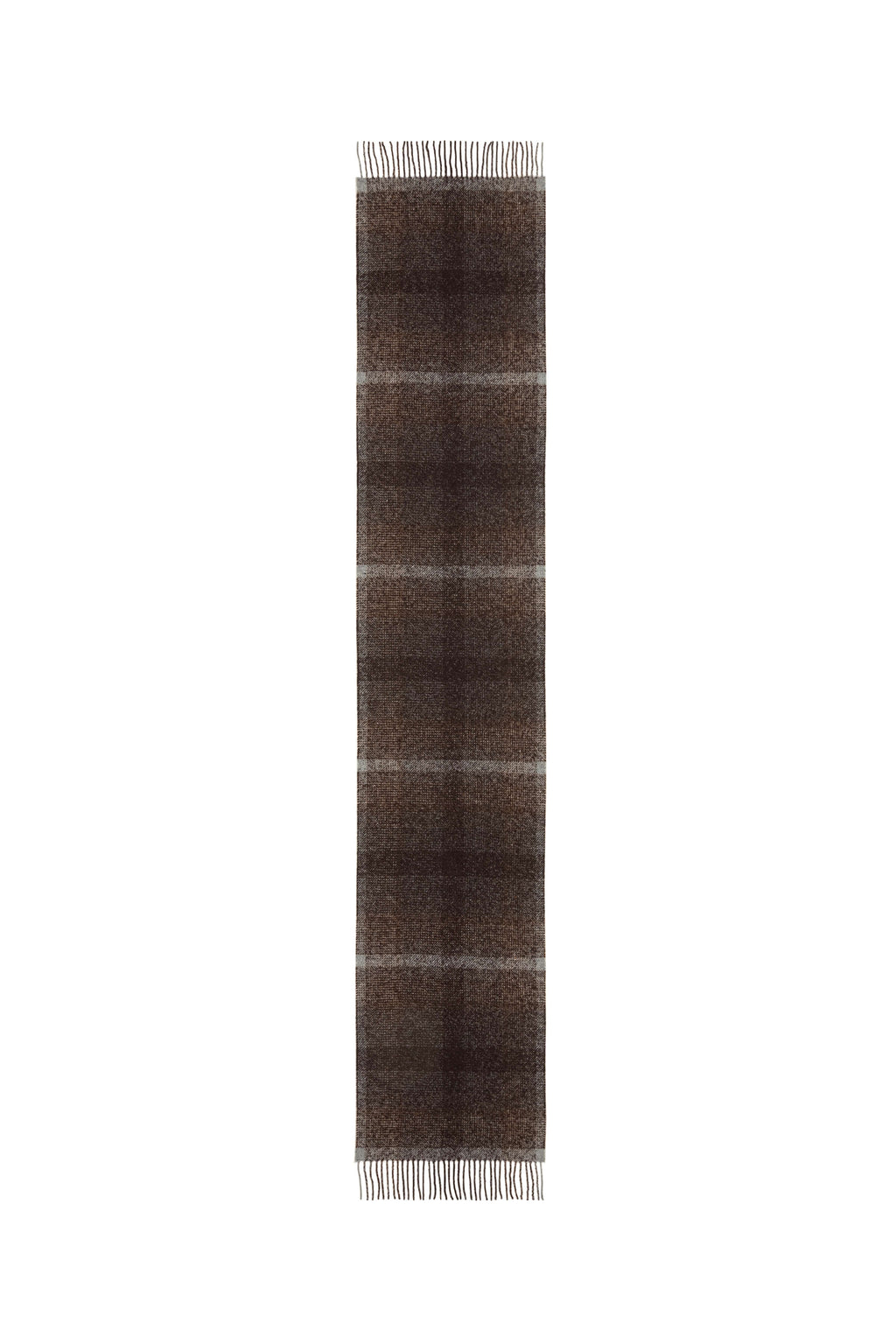 Johnstons of Elgin - Cashmere Silk Blurred Check Dark Brown Scarf