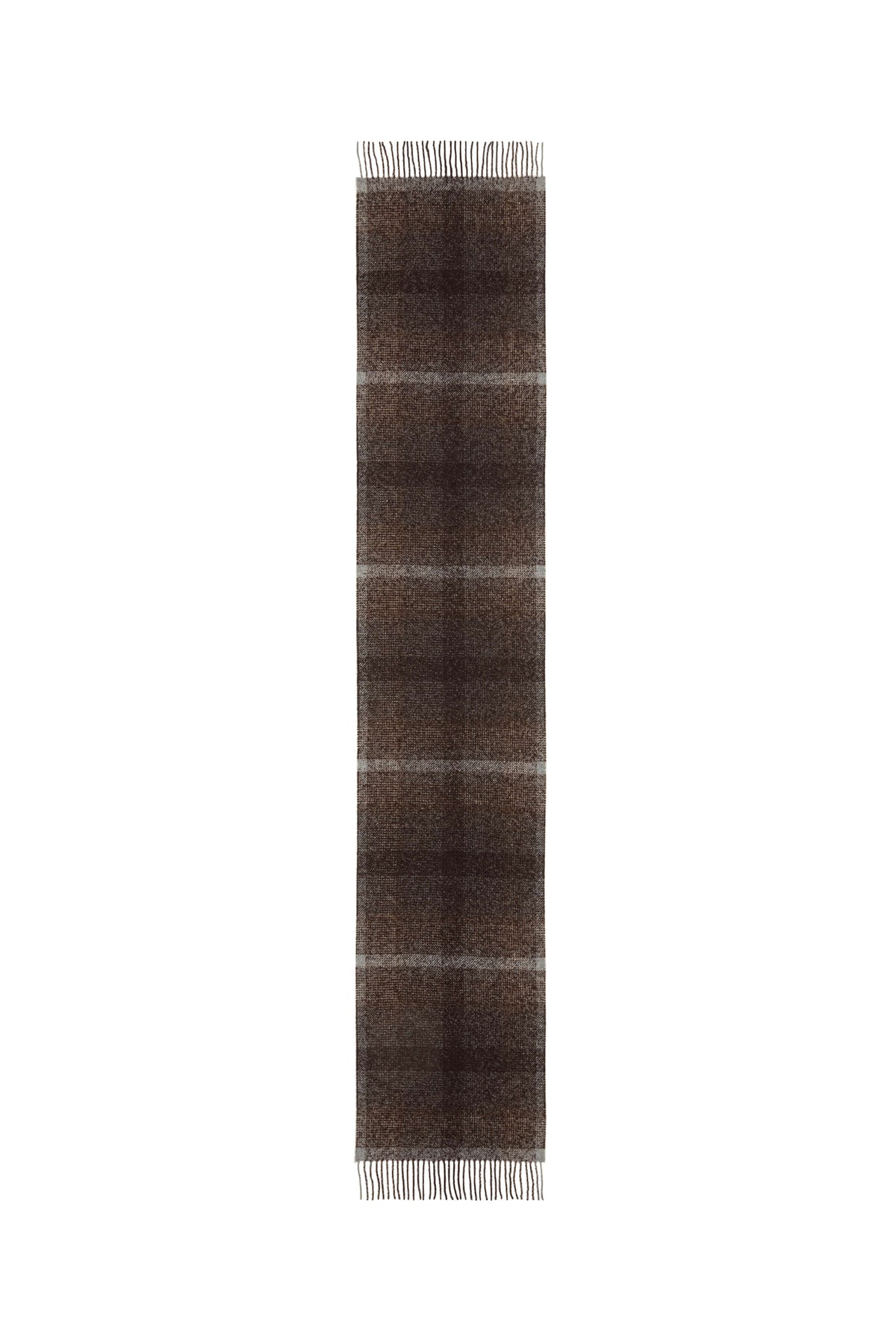 Johnstons of Elgin - Cashmere Silk Blurred Check Dark Brown Scarf