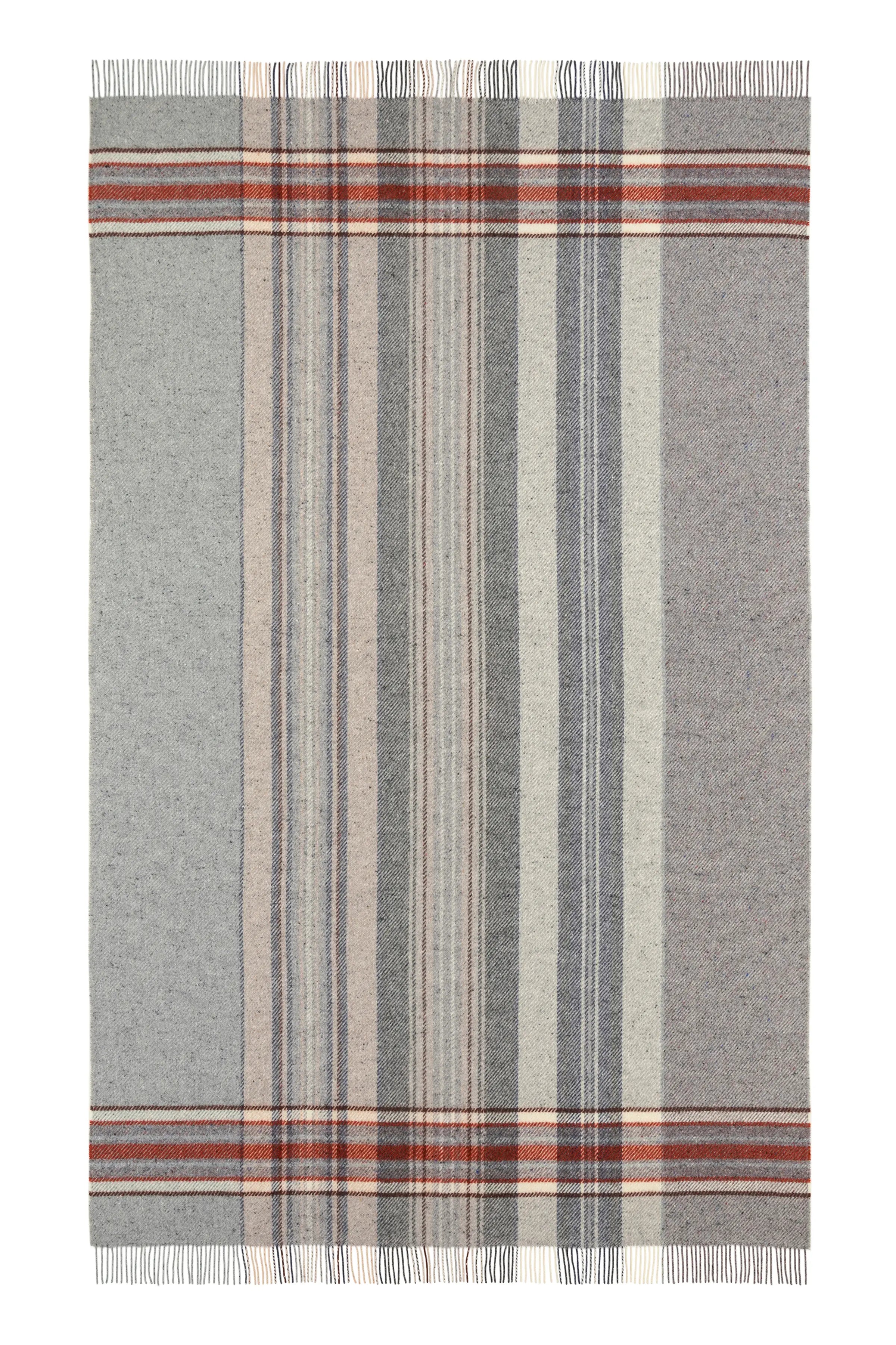 Johnstons of Elgin - Donegal Check Bed Throw in Russet & Grey