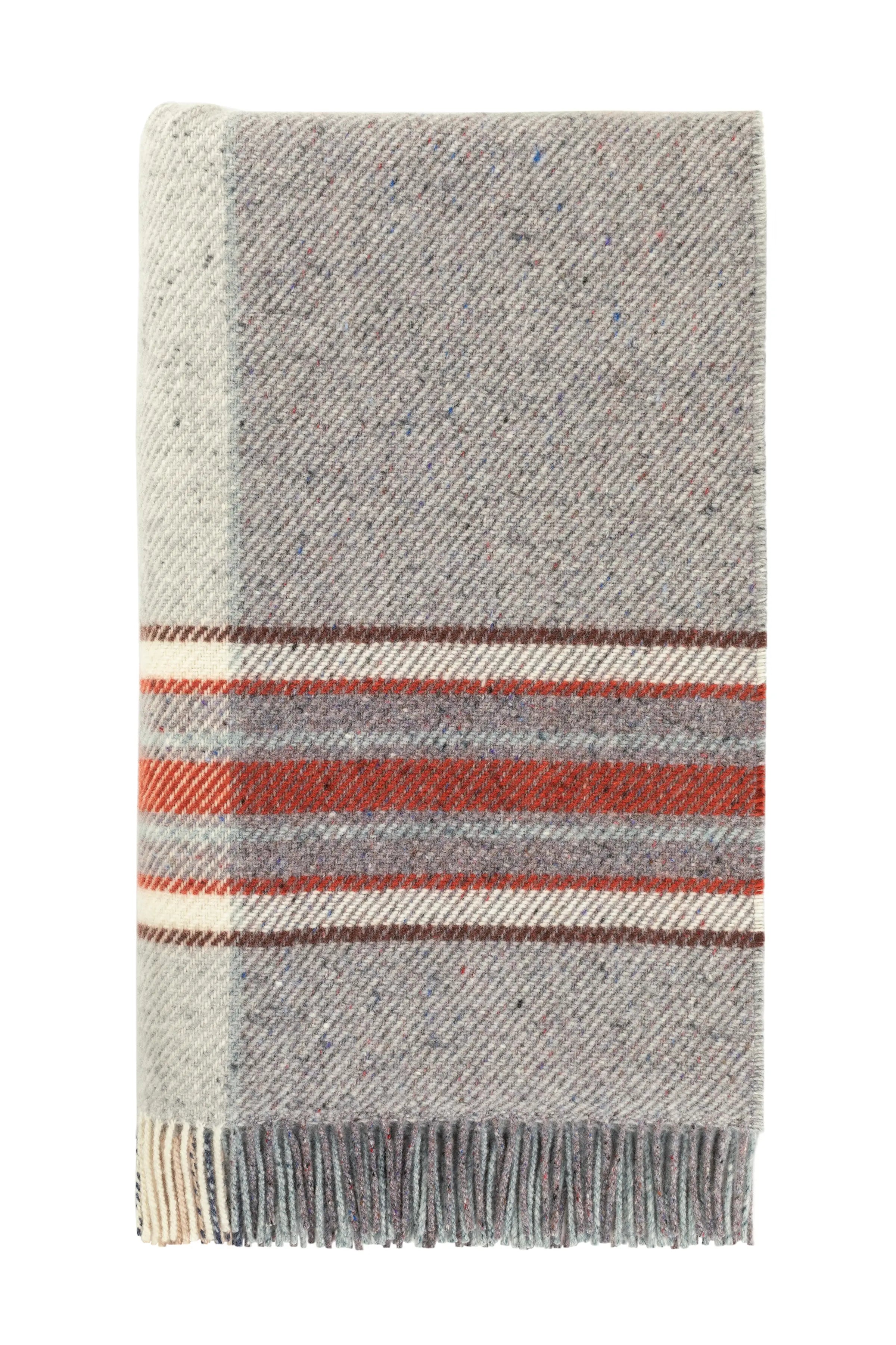 Johnstons of Elgin - Donegal Check Bed Throw in Russet & Grey