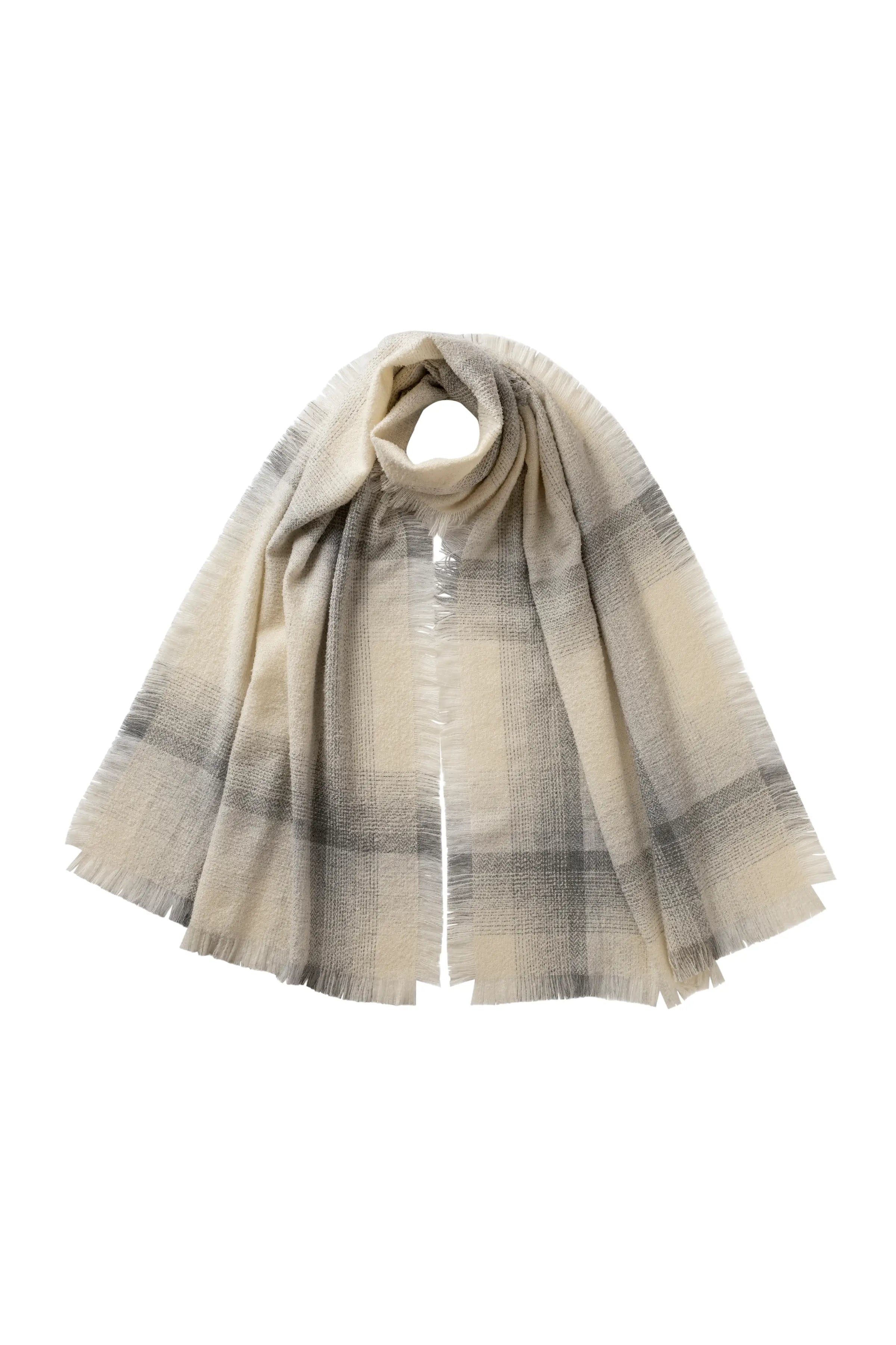 Johnstons of Elgin - Blurred Bouclé White Scarf