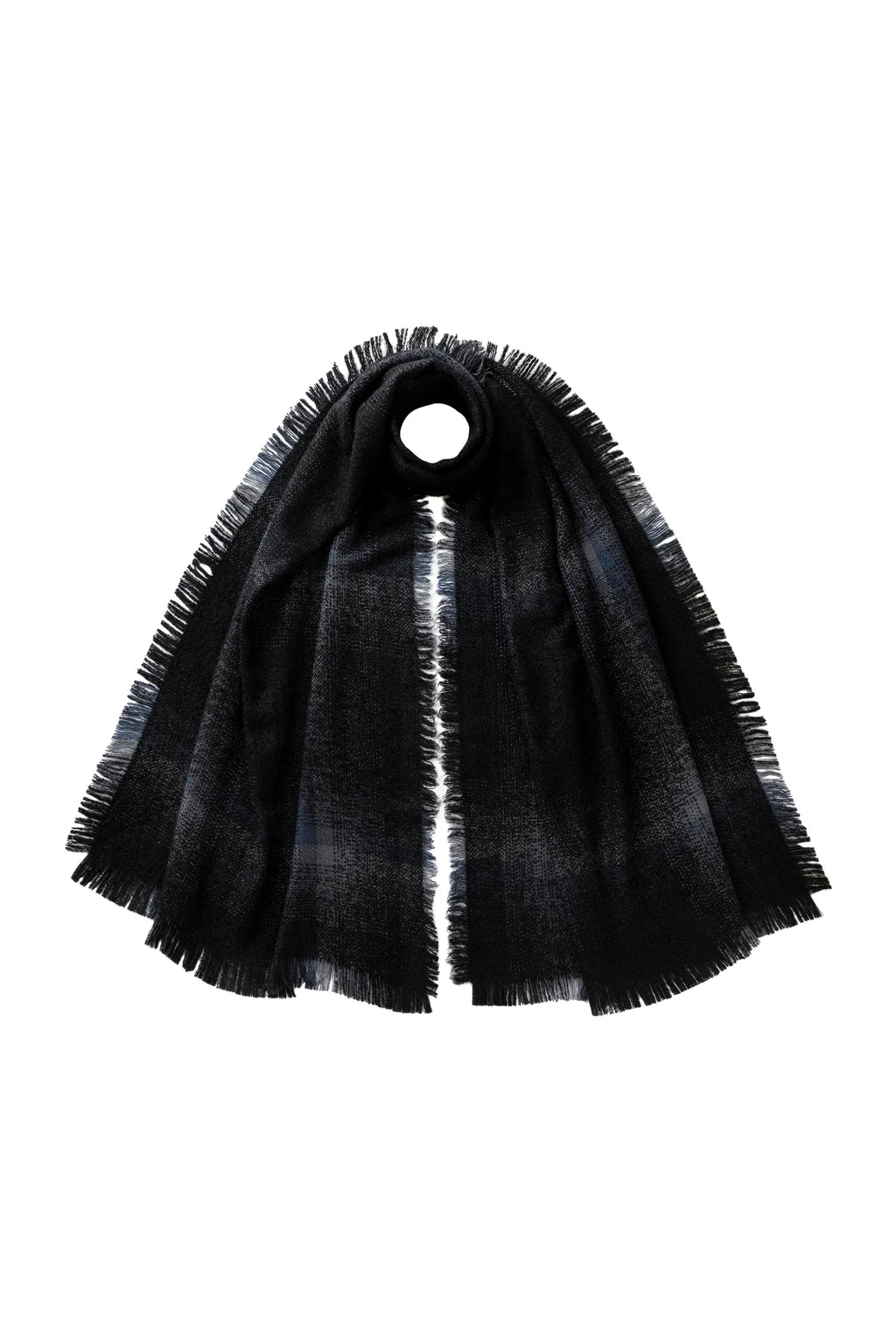 Johnstons of Elgin - Blurred Bouclé Black Scarf
