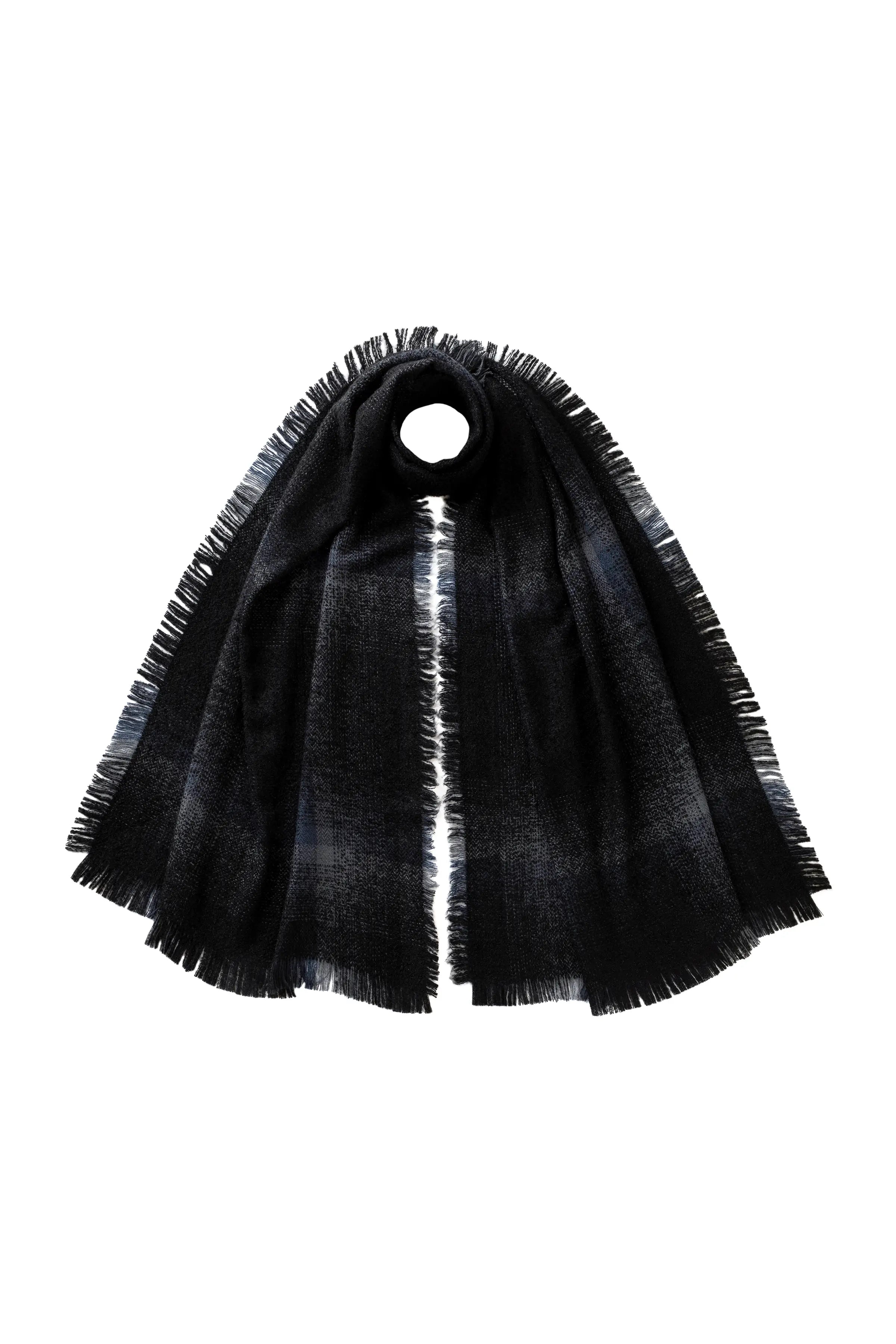 Johnstons of Elgin - Blurred Bouclé Black Scarf