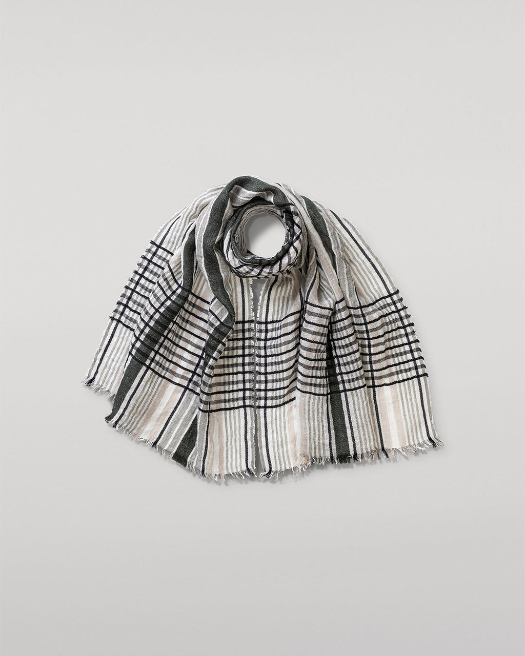 Johnstons of Elgin - Crawton Graphic Stripe Natural Scarf