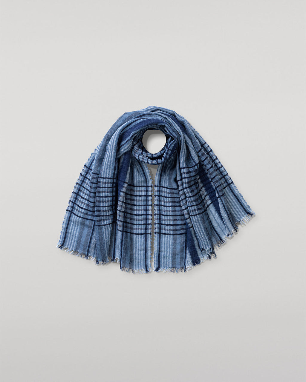 Johnstons of Elgin - Crawton Graphic Stripe Navy Scarf