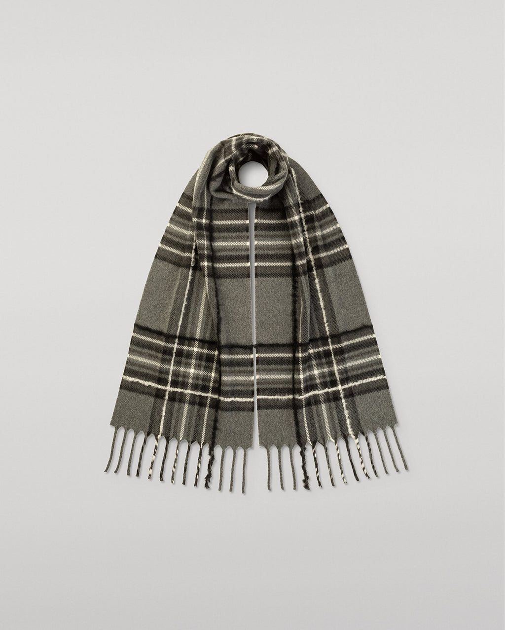 Johnstons of Elgin - Mach Grey Tartan Cashmere Scarf