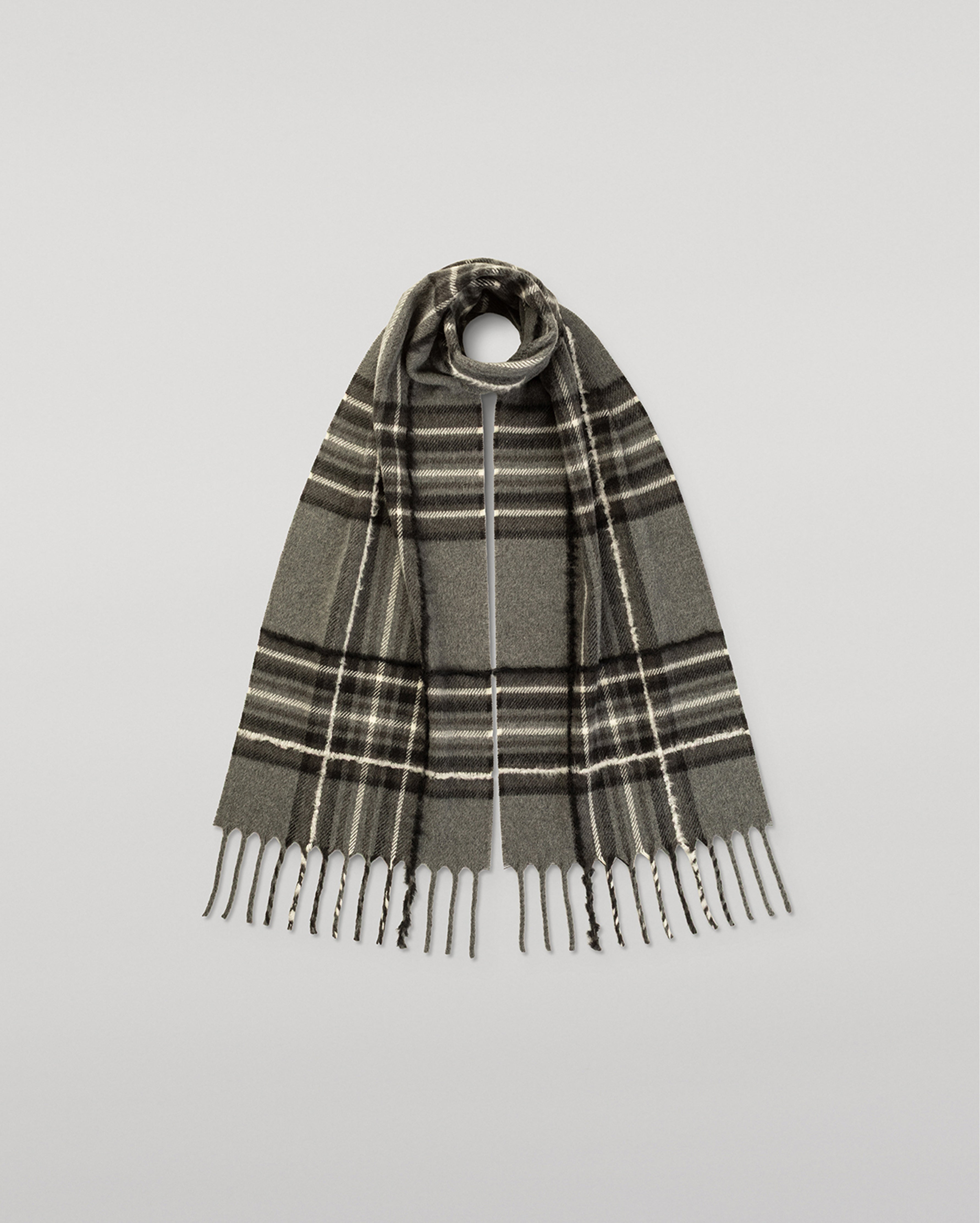 Johnstons of Elgin - Mach Grey Tartan Cashmere Scarf