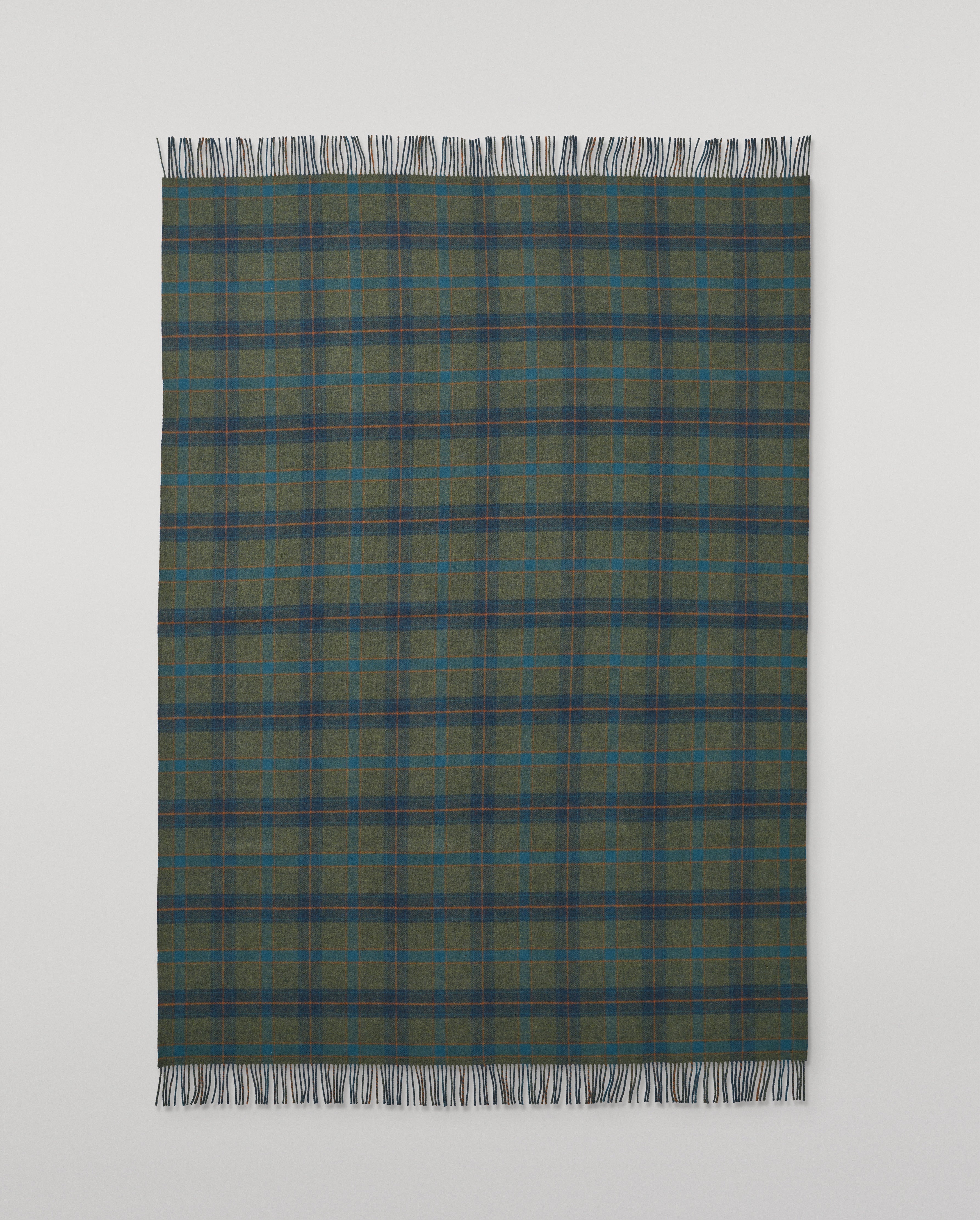 Johnstons of Elgin - Double Face Green Check Lambswool Throw
