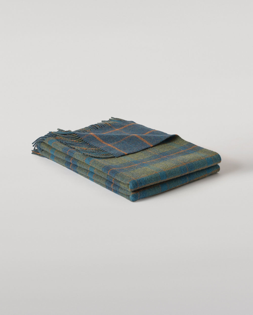 Johnstons of Elgin - Double Face Green Check Lambswool Throw