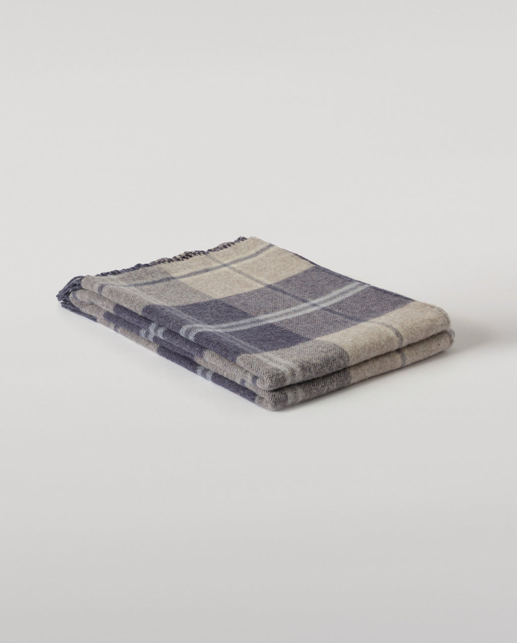 Johnstons of Elgin - Double Face Blue & Cream Lambswool Throw