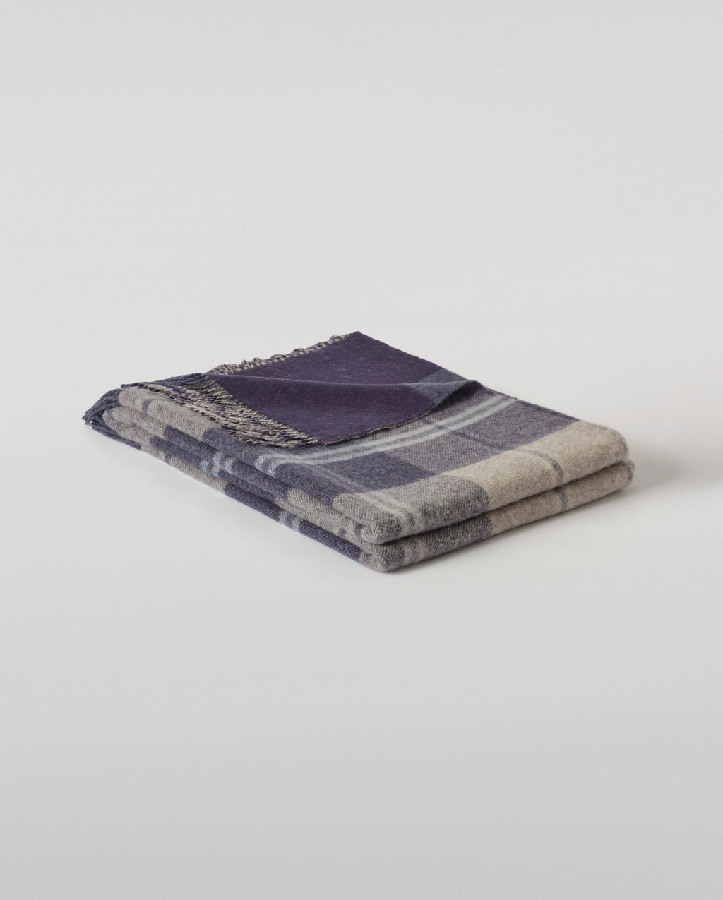 Johnstons of Elgin - Double Face Blue & Cream Lambswool Throw
