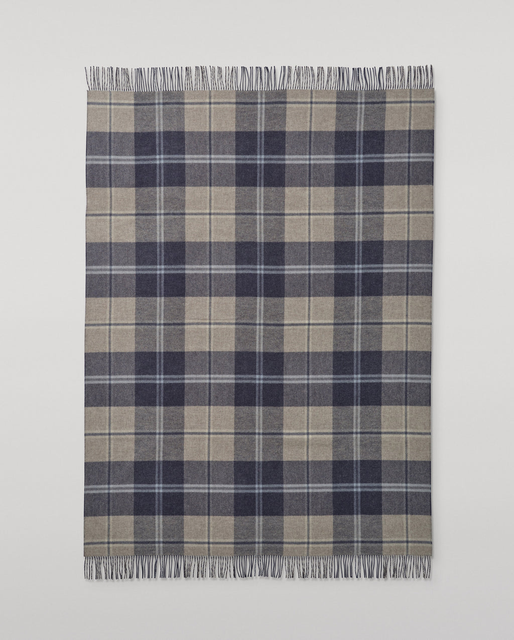 Johnstons of Elgin - Double Face Blue & Cream Lambswool Throw