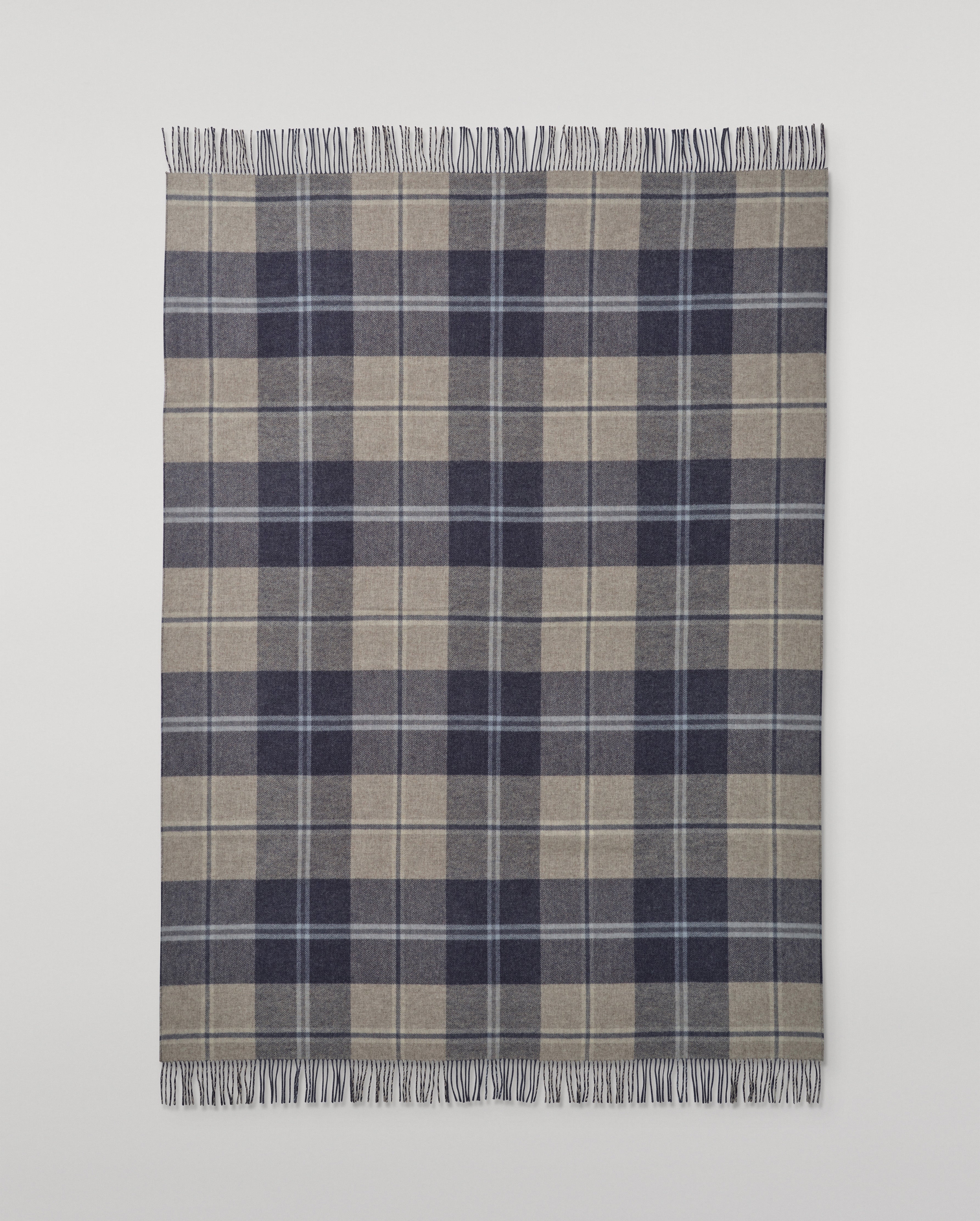 Johnstons of Elgin - Double Face Blue & Cream Lambswool Throw