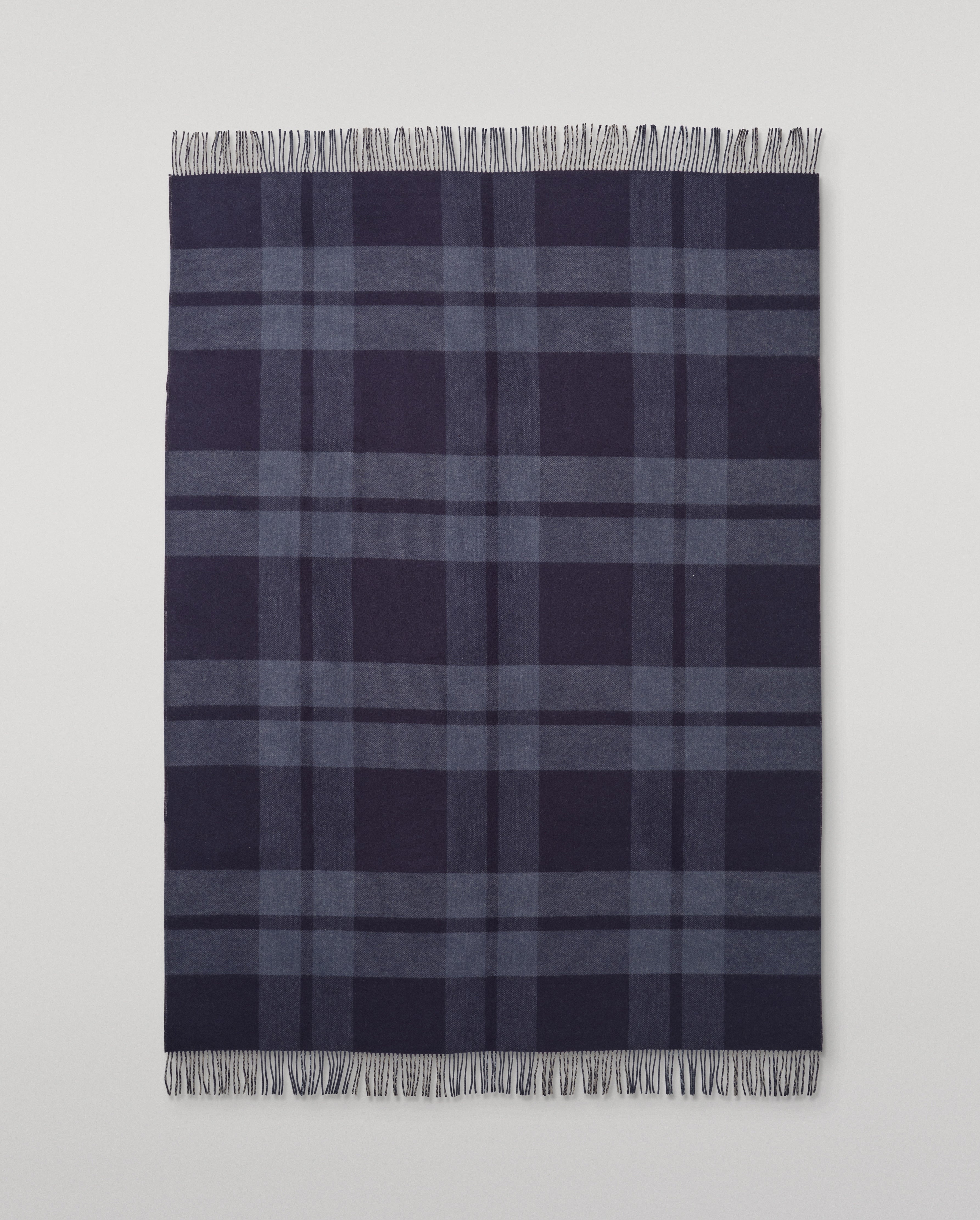 Johnstons of Elgin - Double Face Blue & Cream Lambswool Throw