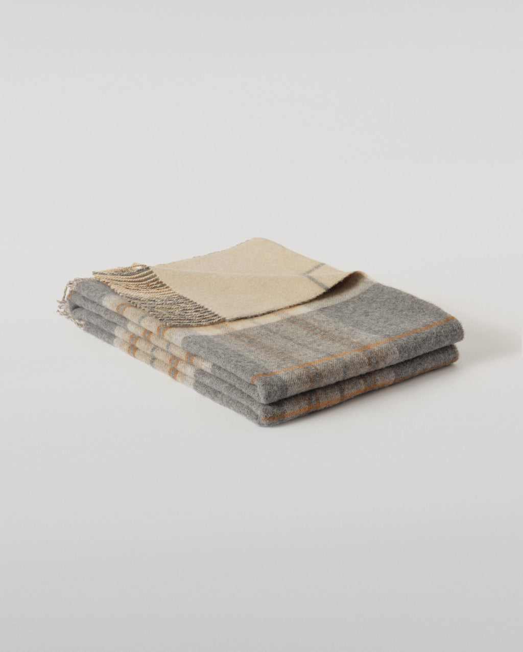 Johnstons of Elgin - Double Face Grey & Brown Lambswool Throw