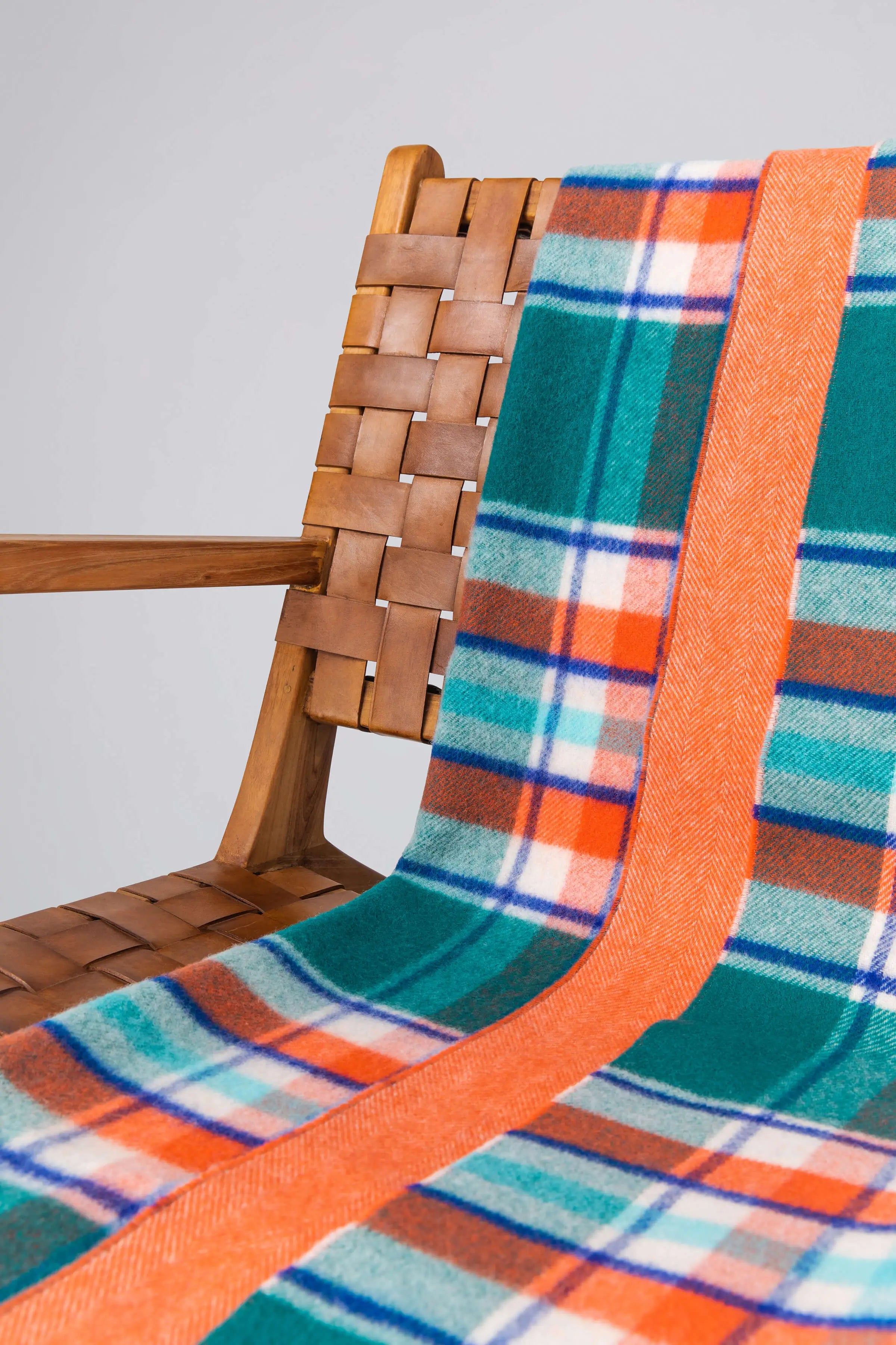 Johnstons of Elgin - Vibrant Reversible Lambswool Throw in Check & Herringbone