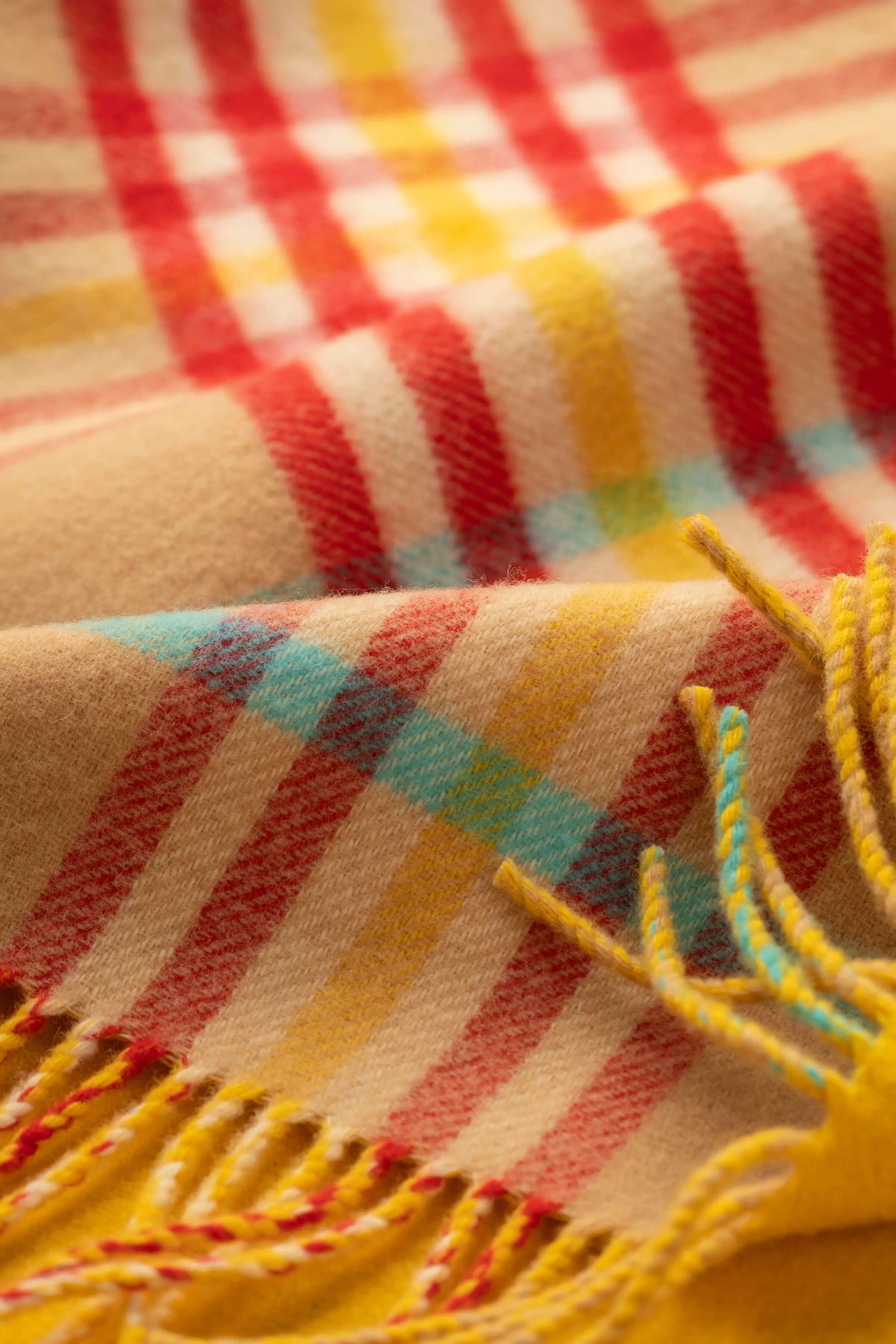 Johnstons of Elgin - Vibrant Reversible Lambswool Throw in Check & Windowpane