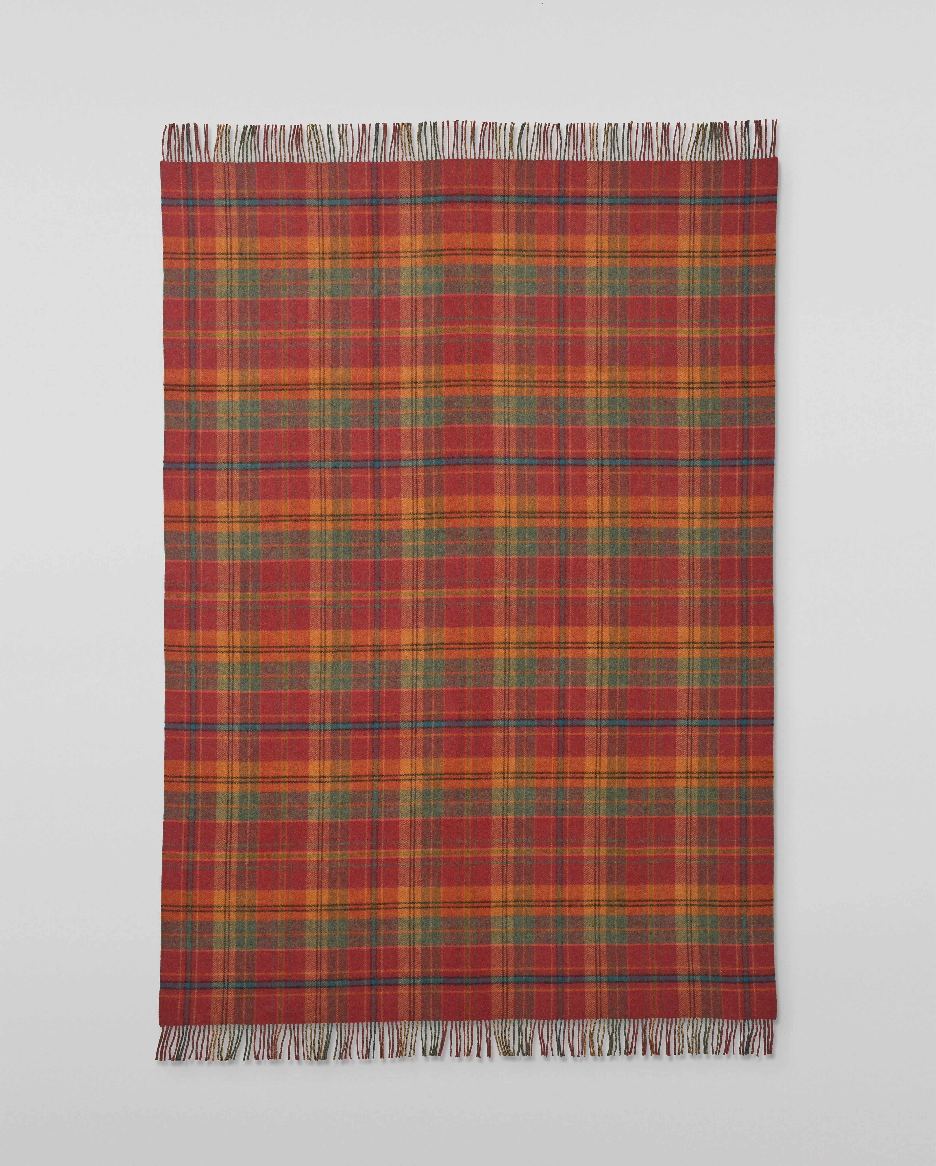 Johnstons of Elgin - Double Face Red & Green Lambswool Throw