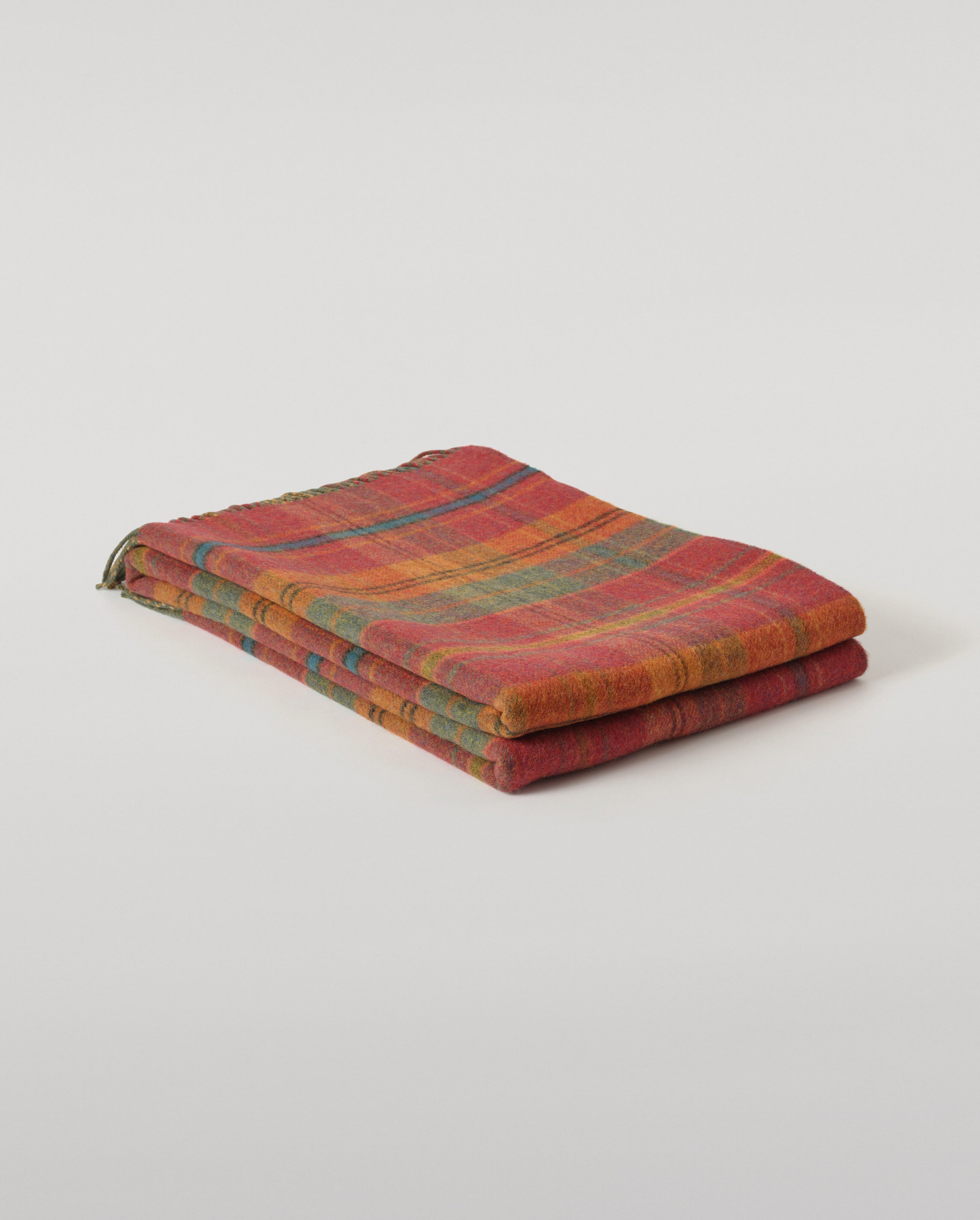Johnstons of Elgin - Double Face Red & Green Lambswool Throw