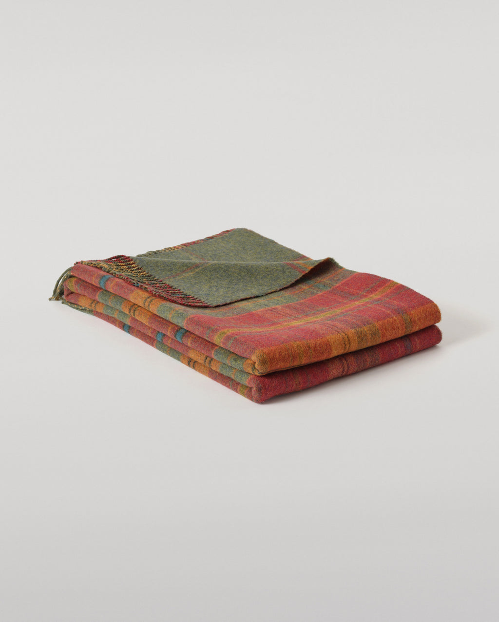 Johnstons of Elgin - Double Face Red & Green Lambswool Throw
