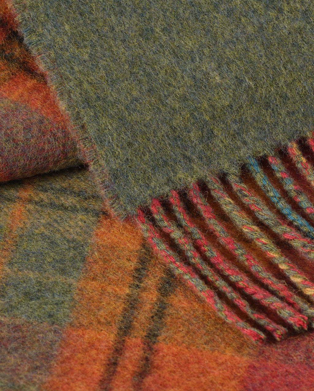Johnstons of Elgin - Double Face Red & Green Lambswool Throw