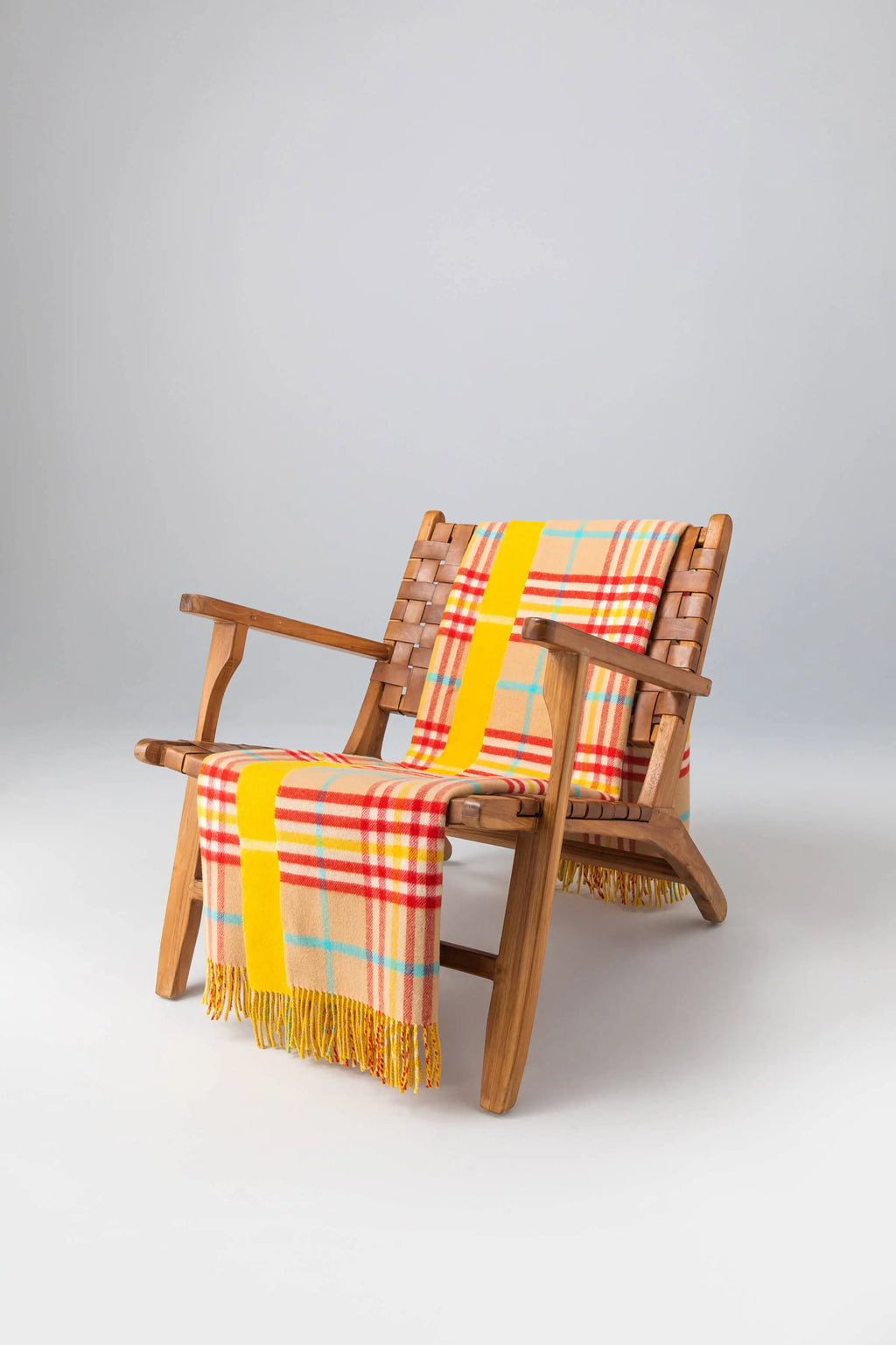 Johnstons of Elgin - Vibrant Reversible Lambswool Throw in Check & Windowpane