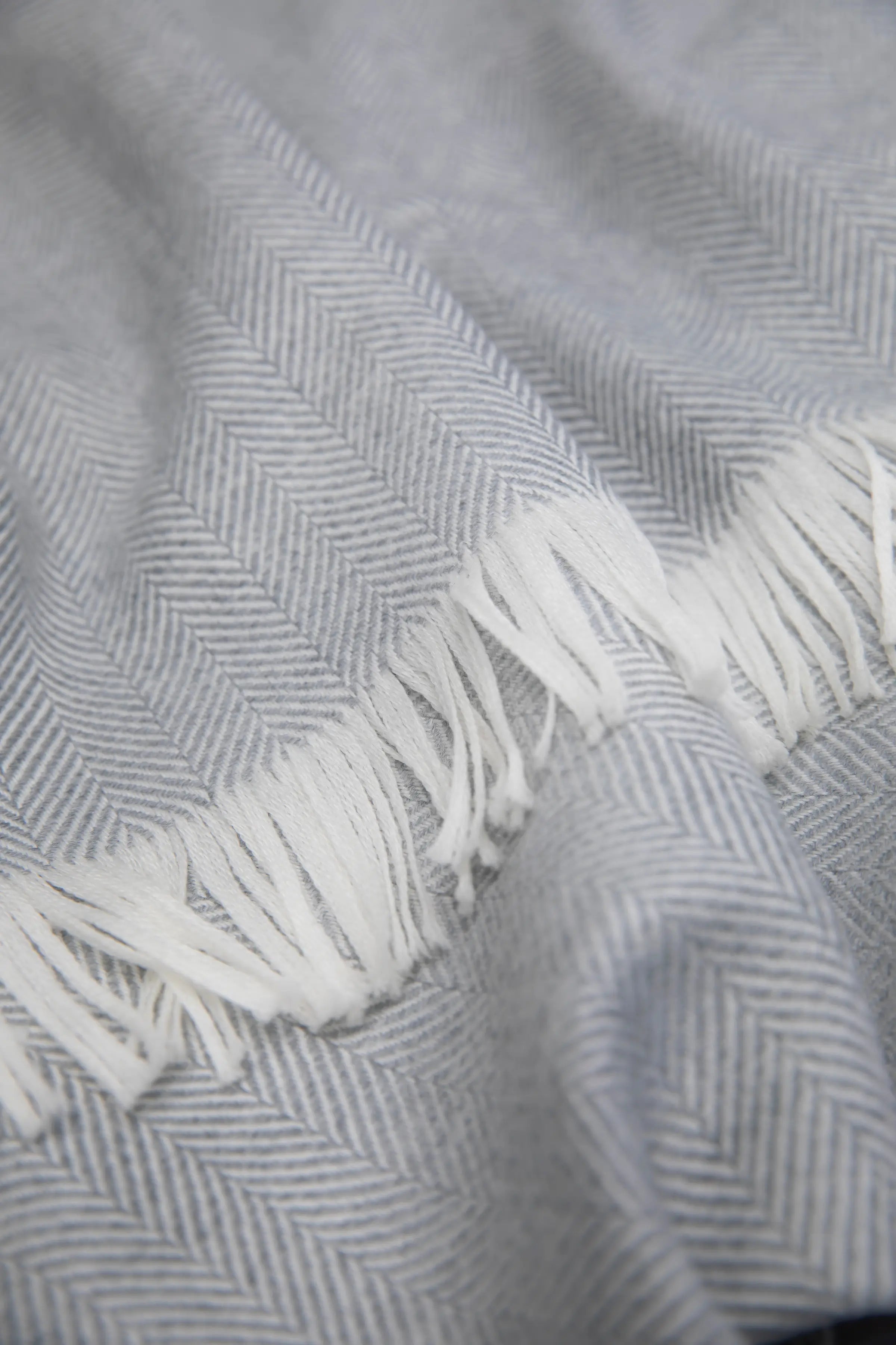 Johnstons of Elgin - Herringbone Merino Bed Throw in Mist