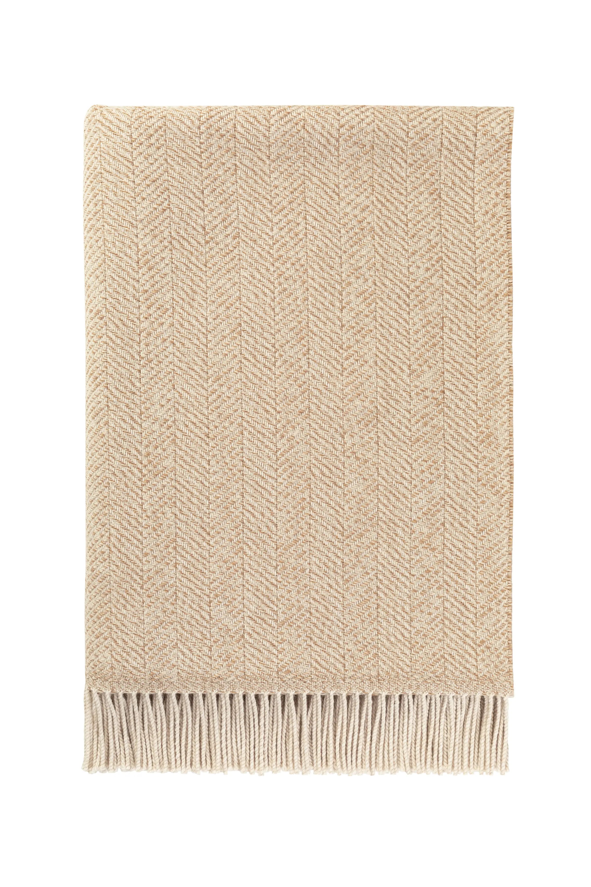 Johnstons of Elgin - Texture Herringbone Natural Merino Throw