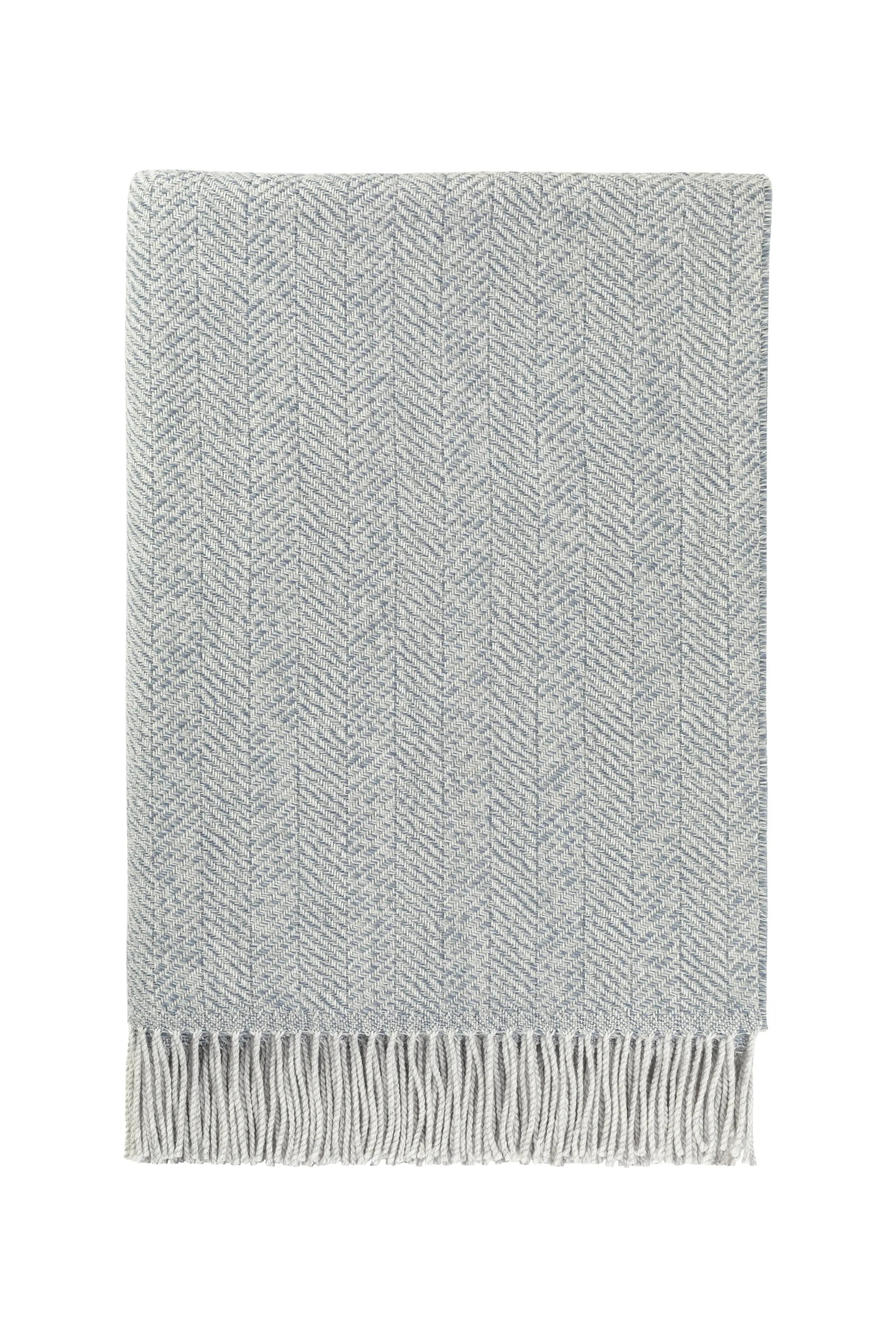Johnstons of Elgin - Texture Herringbone Merino Throw in Grey