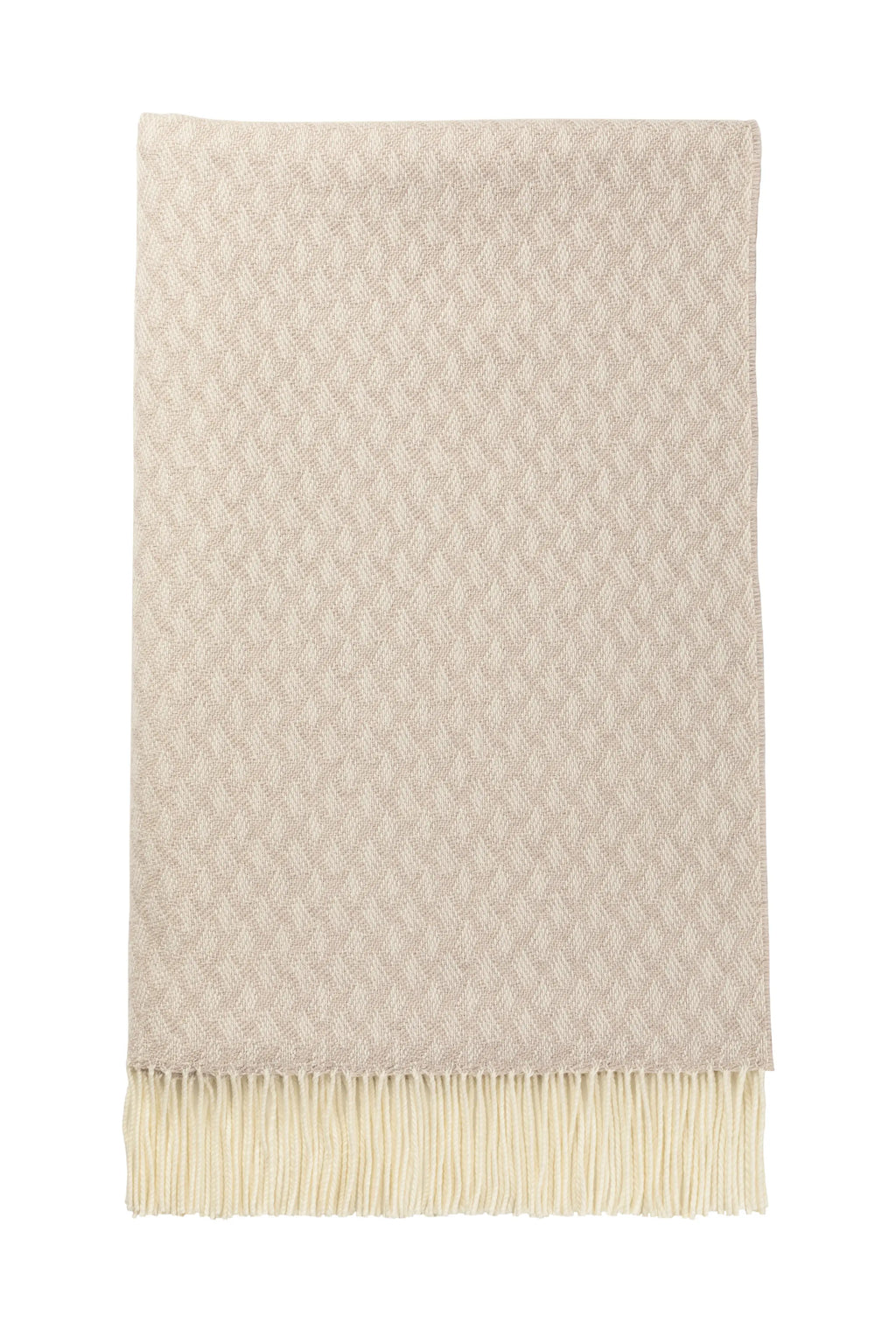 Johnstons of Elgin - Trellis Weave Merino Bed Throw in Light Taupe