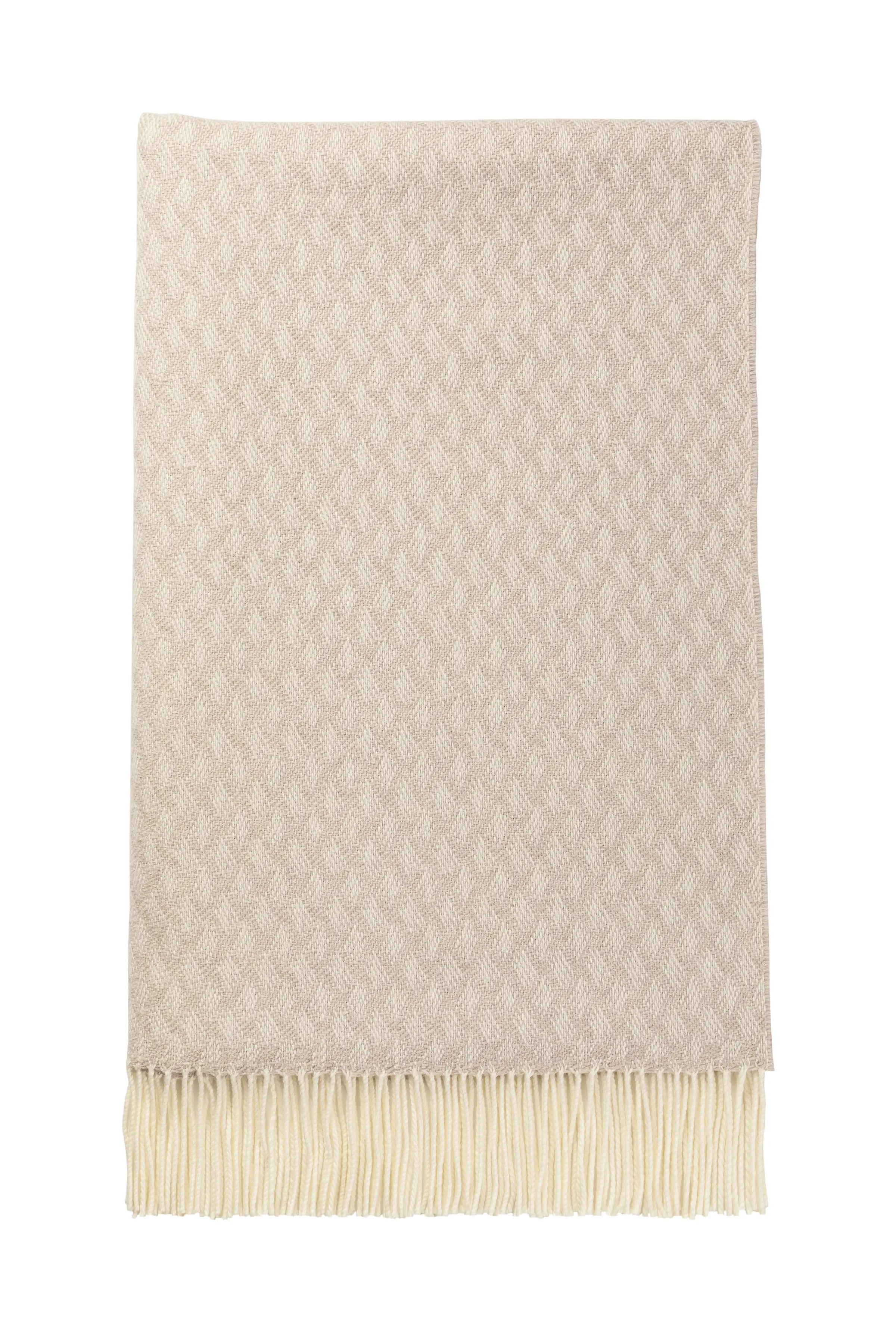 Johnstons of Elgin - Trellis Weave Merino Bed Throw in Light Taupe
