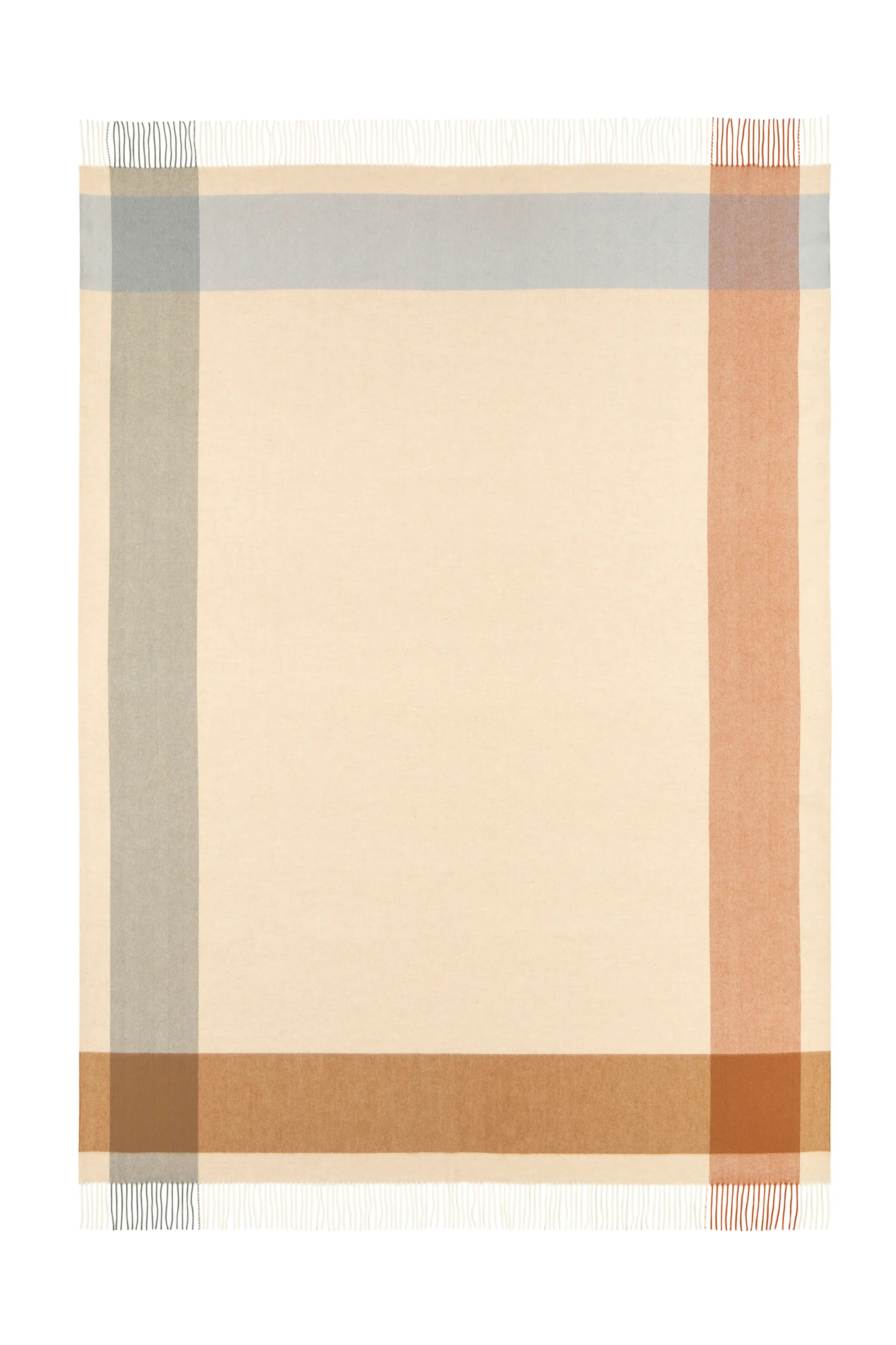 Johnstons of Elgin - Block Border Wool Throw in Warm