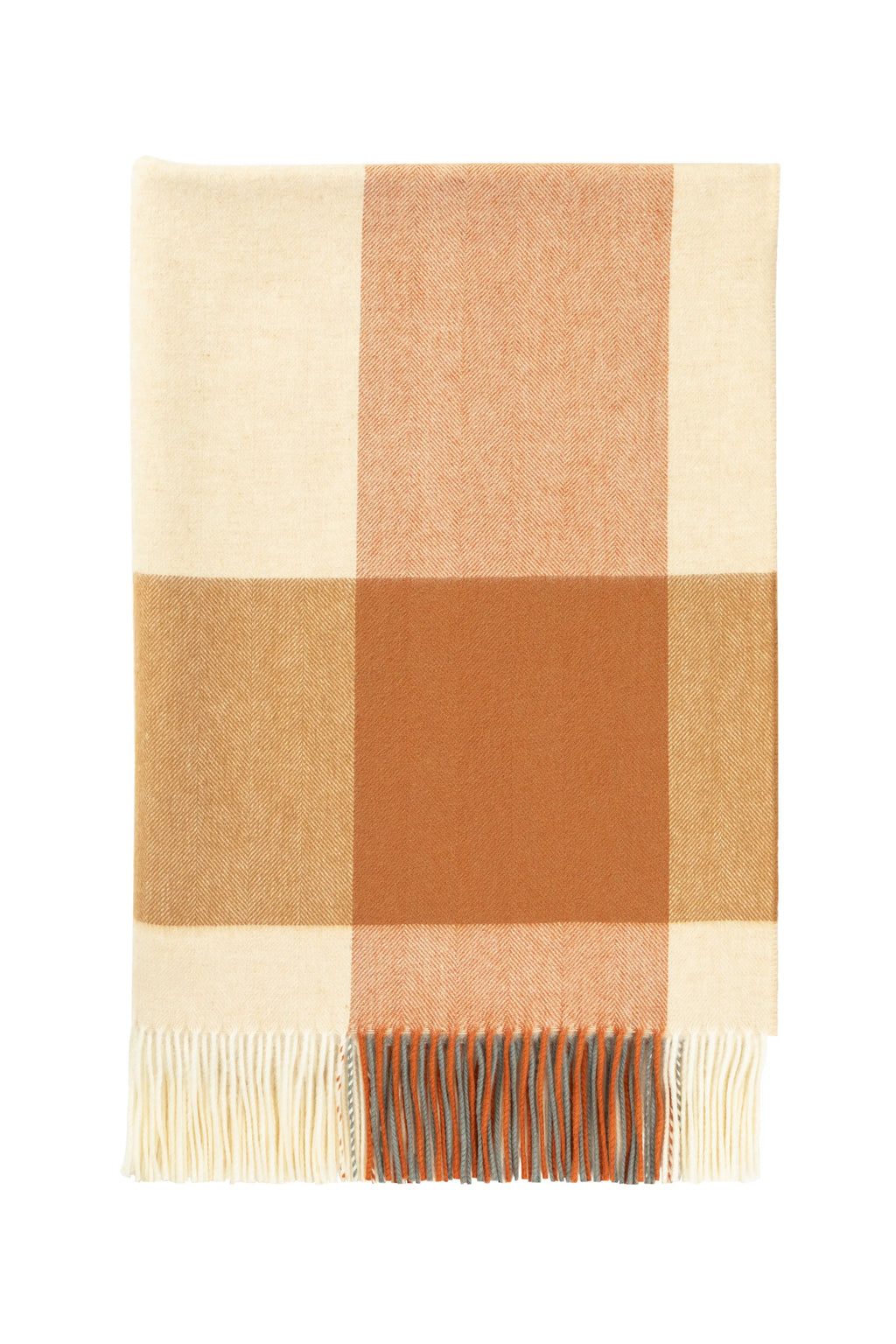 Johnstons of Elgin - Block Border Wool Throw in Warm