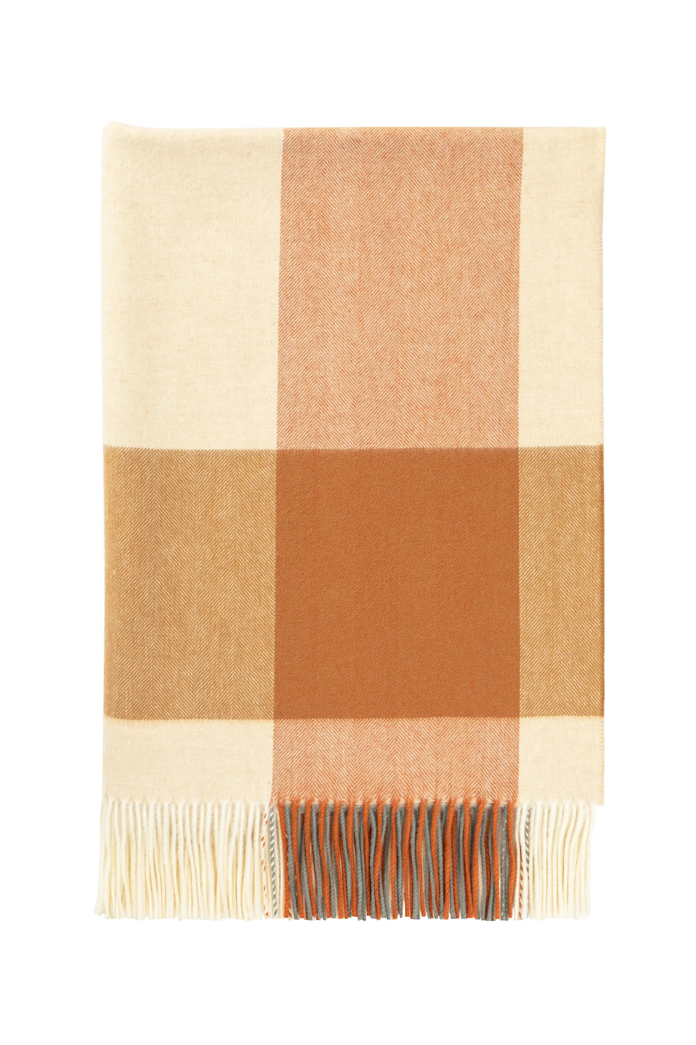 Johnstons of Elgin - Block Border Wool Throw in Warm