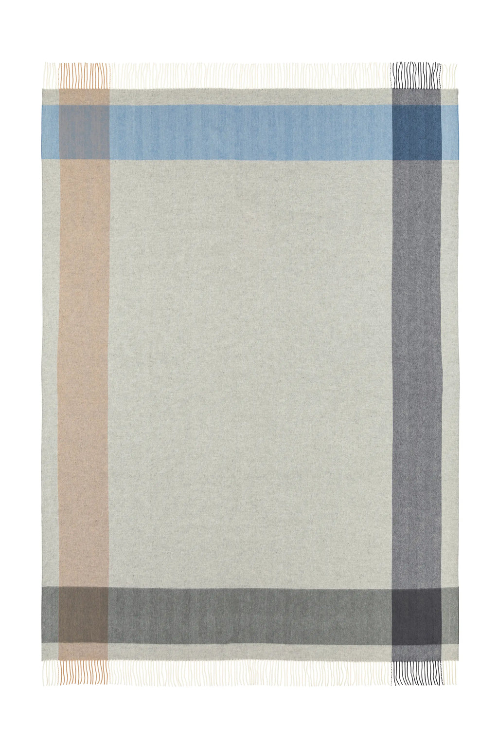 Johnstons of Elgin - Block Border Wool Throw in Cool