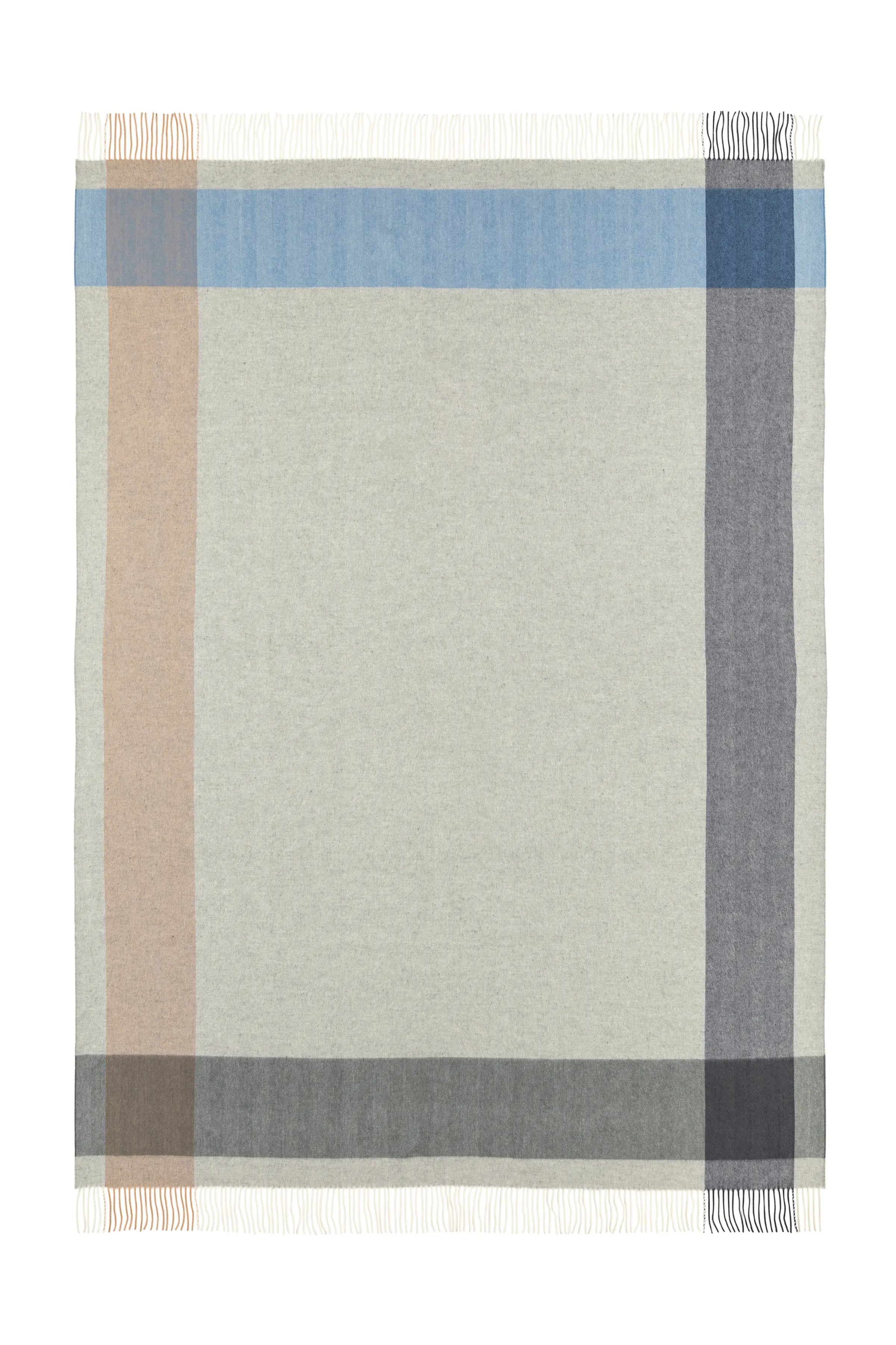 Johnstons of Elgin - Block Border Wool Throw in Cool