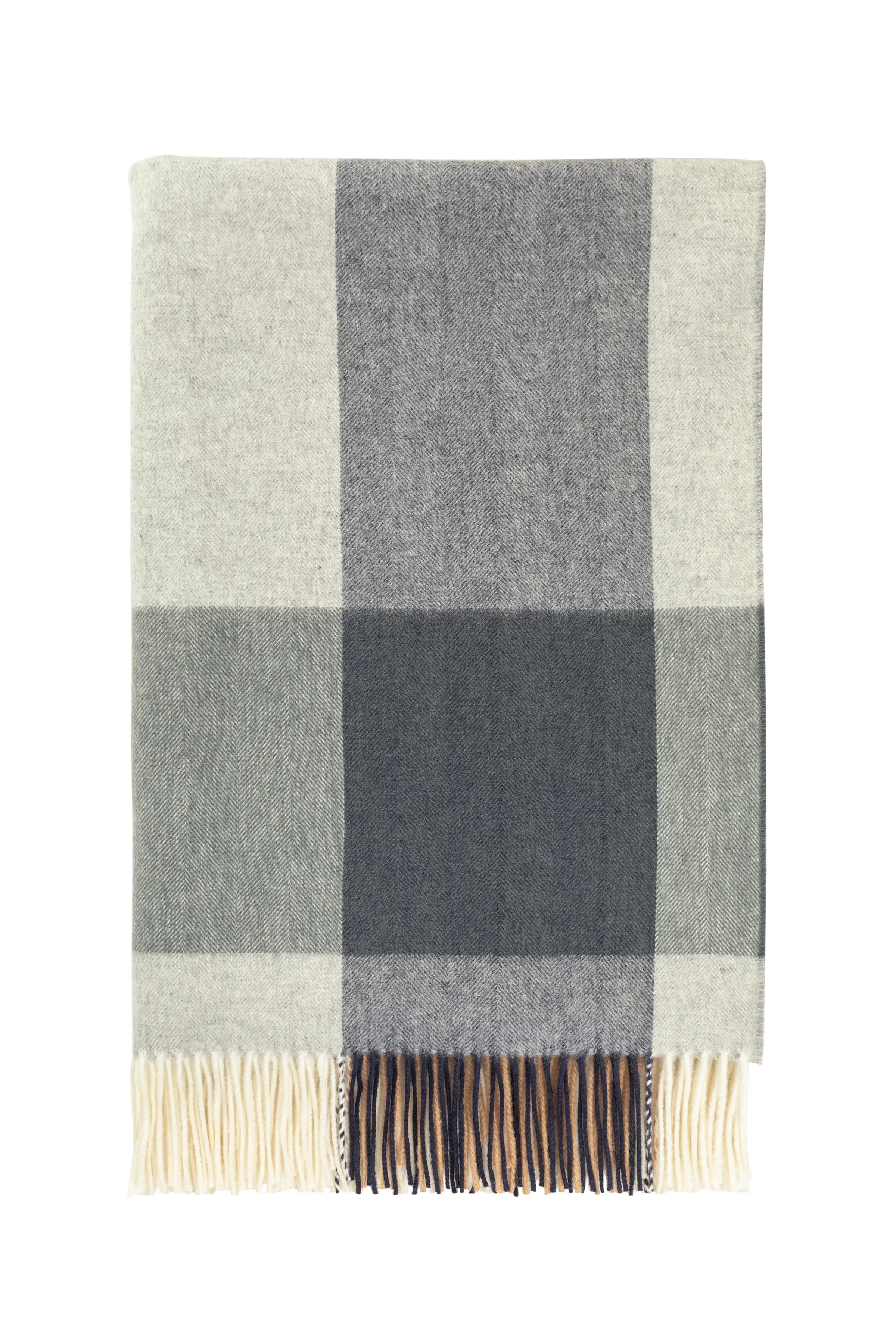 Johnstons of Elgin - Block Border Wool Throw in Cool
