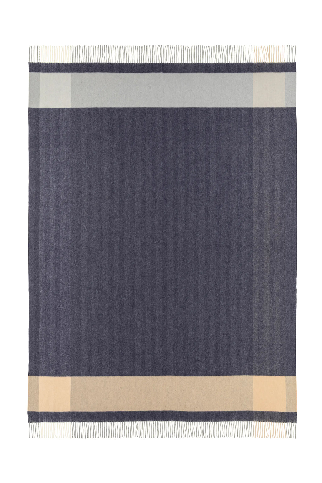 Johnstons of Elgin - Block Border Wool Throw in Dark