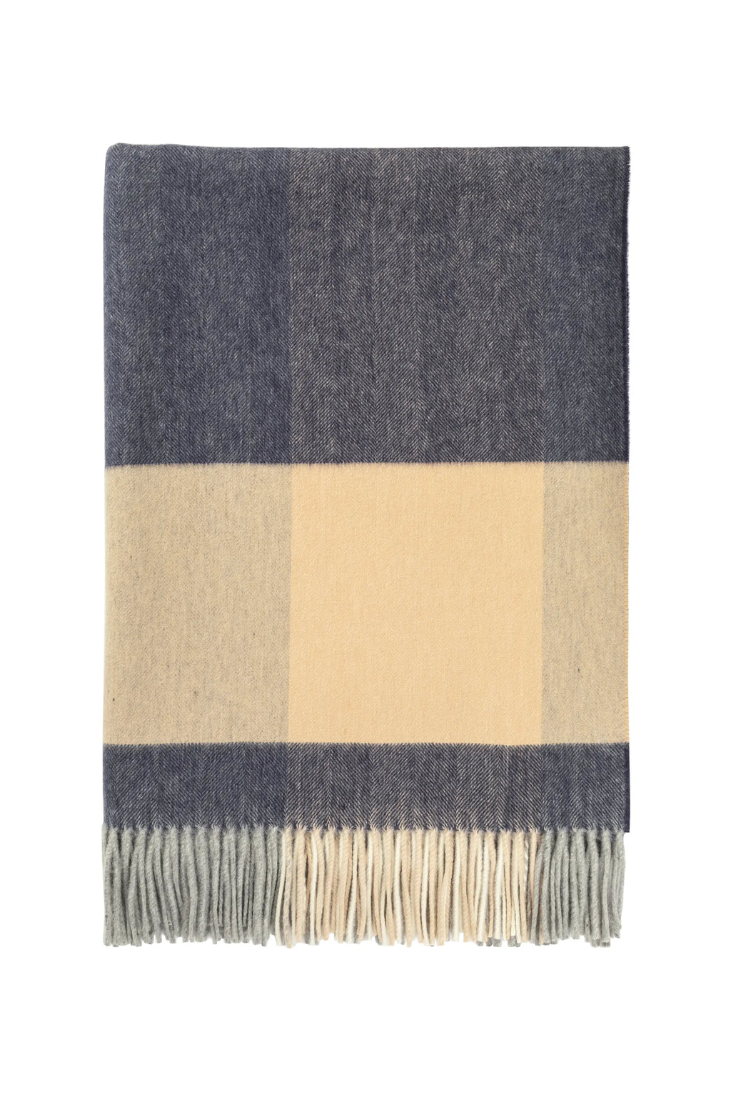 Johnstons of Elgin - Block Border Wool Throw in Dark