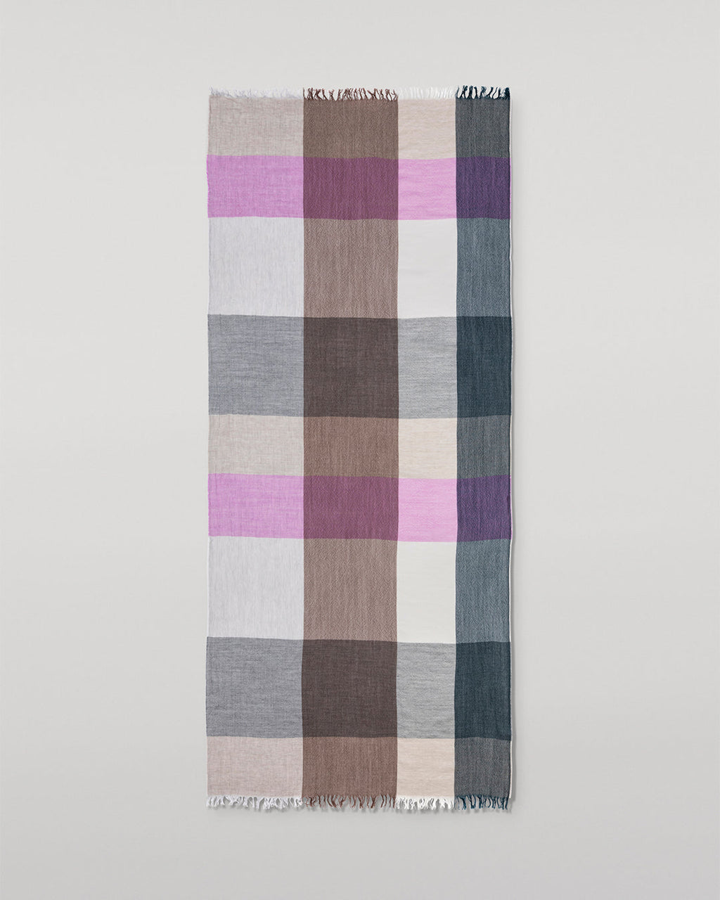 Johnstons of Elgin - Ethie Natural & Pink Wool Scarf