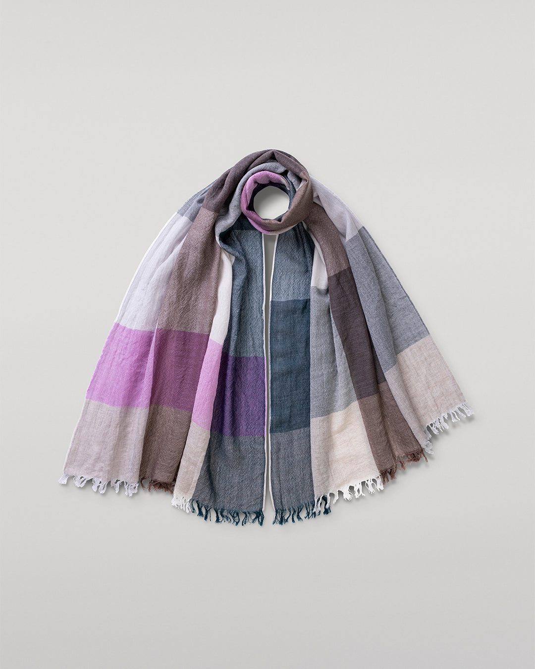 Johnstons of Elgin - Ethie Natural & Pink Wool Scarf