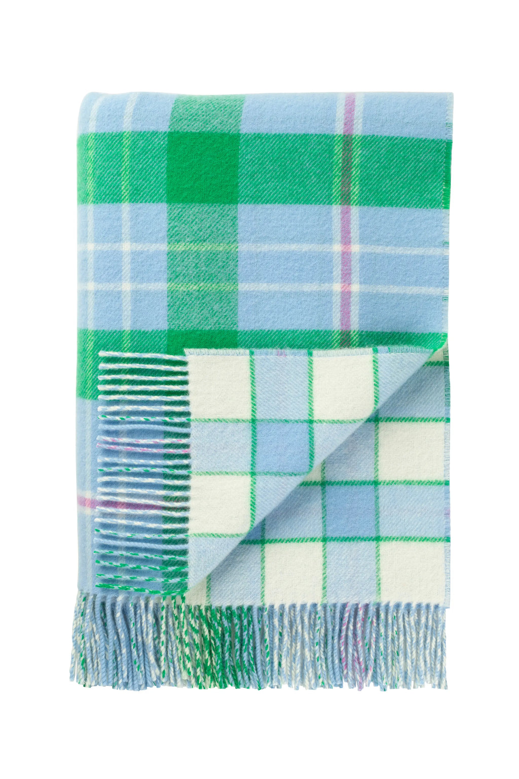 Johnstons of Elgin - Vibrant Reversible Lambswool Throw in Bordered Block Check