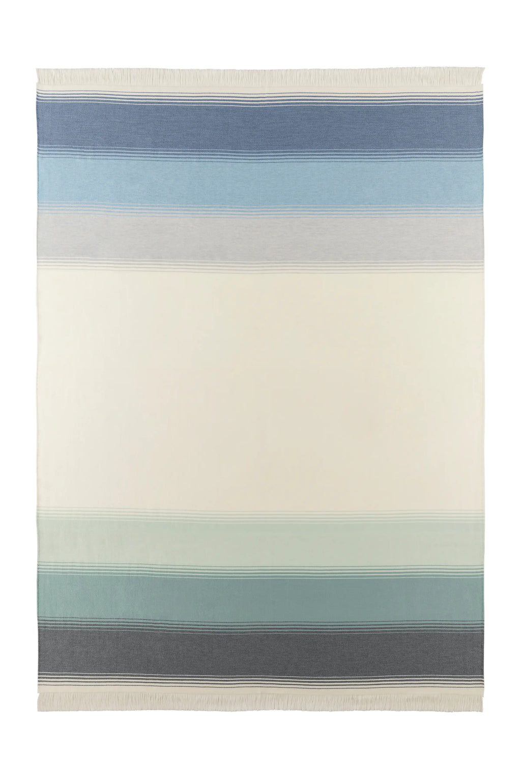 Johnstons of Elgin - Diffused Stripe Merino Wool Throw in Blue