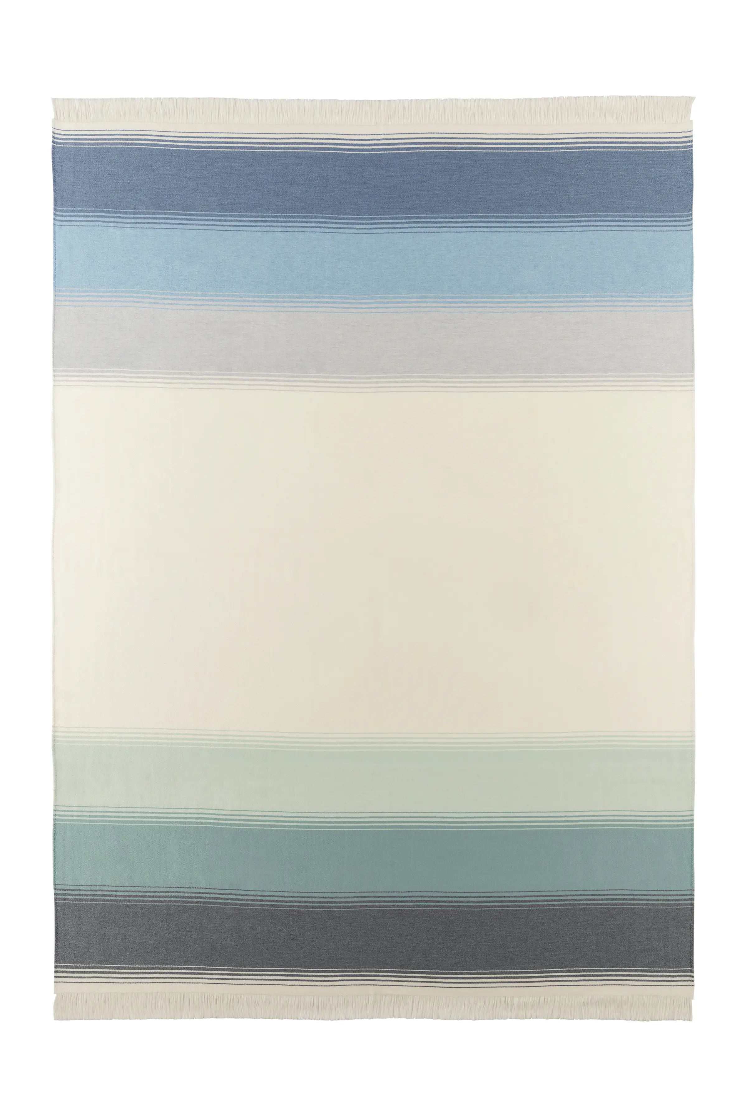 Johnstons of Elgin - Diffused Stripe Merino Wool Throw in Blue