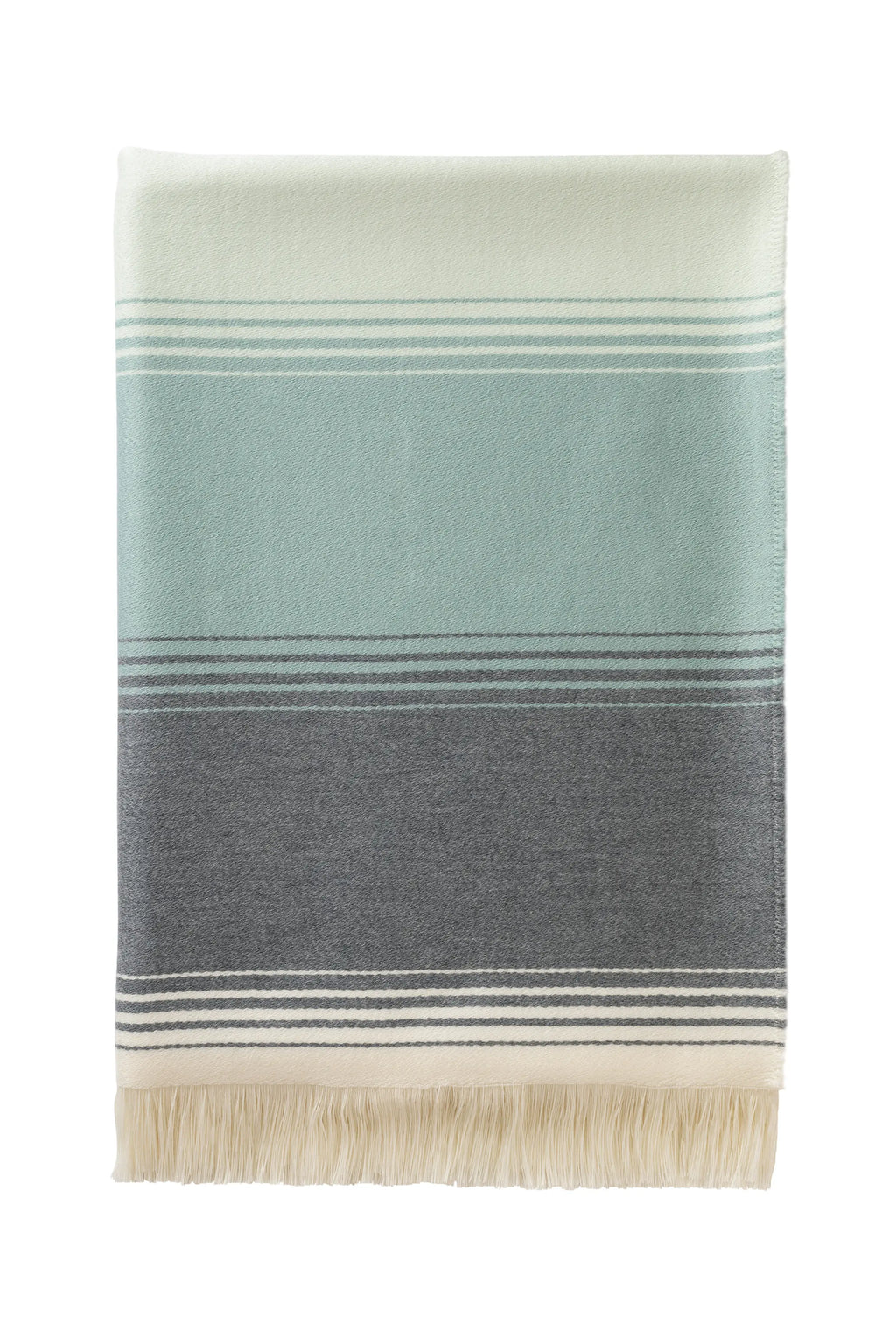 Johnstons of Elgin - Diffused Stripe Merino Wool Throw in Blue