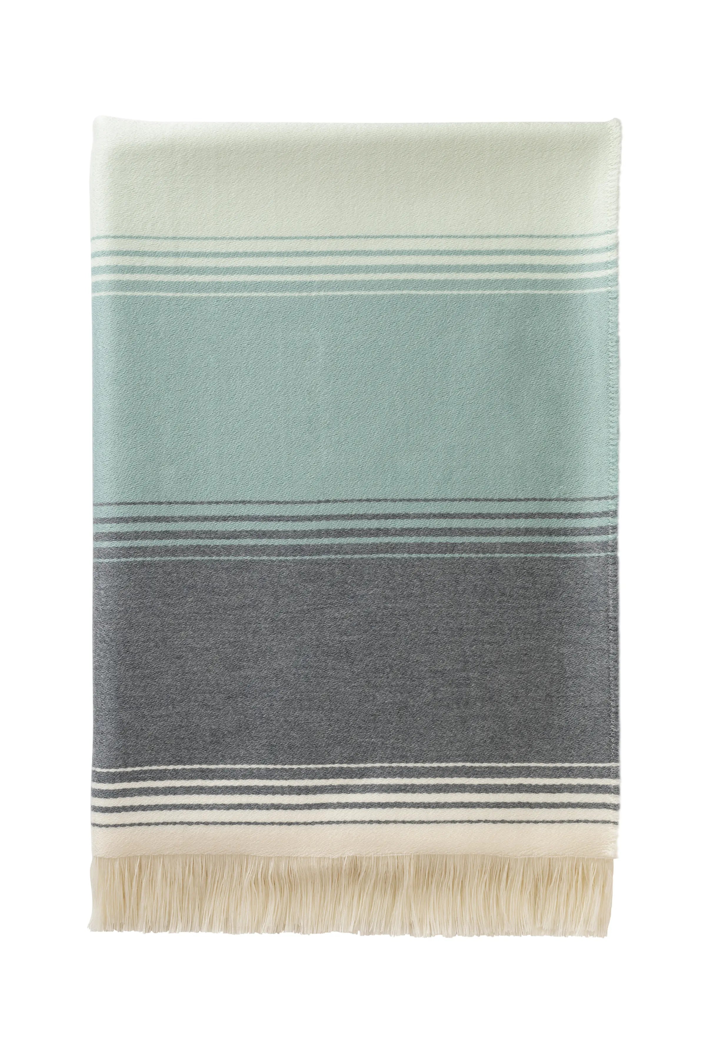 Johnstons of Elgin - Diffused Stripe Merino Wool Throw in Blue