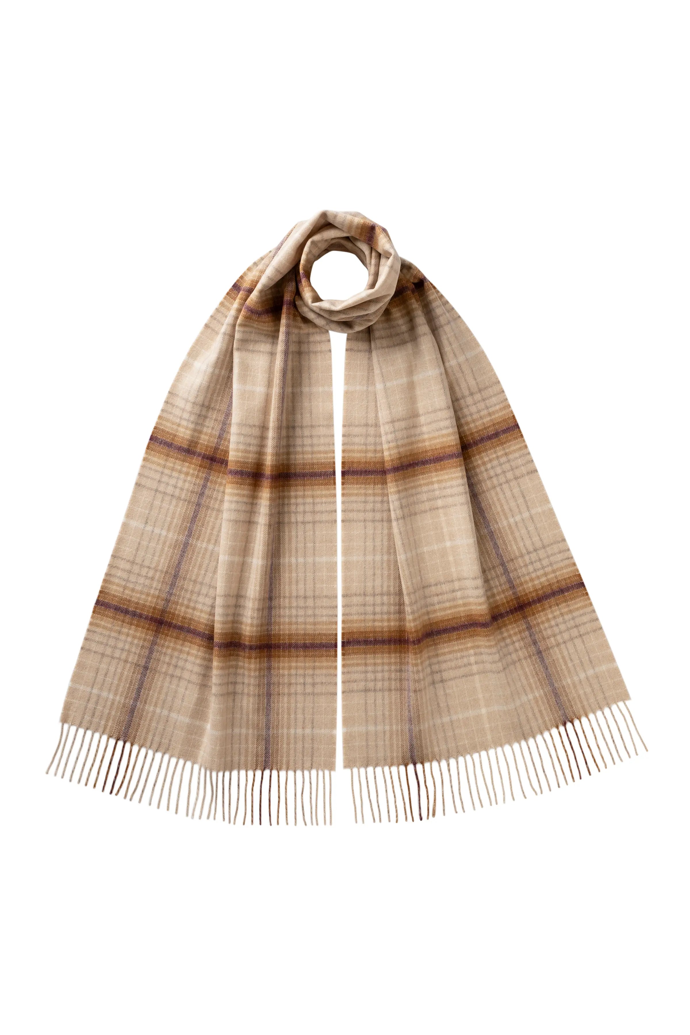 Johnstons of Elgin - Ombre Check Natural Merino Scarf