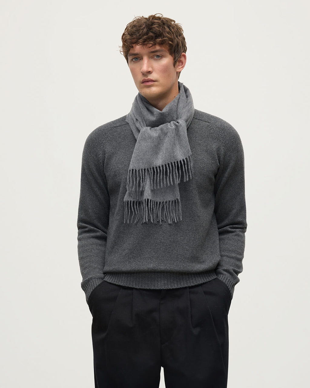 Johnstons of Elgin - Merino Wool Mid Grey Scarf